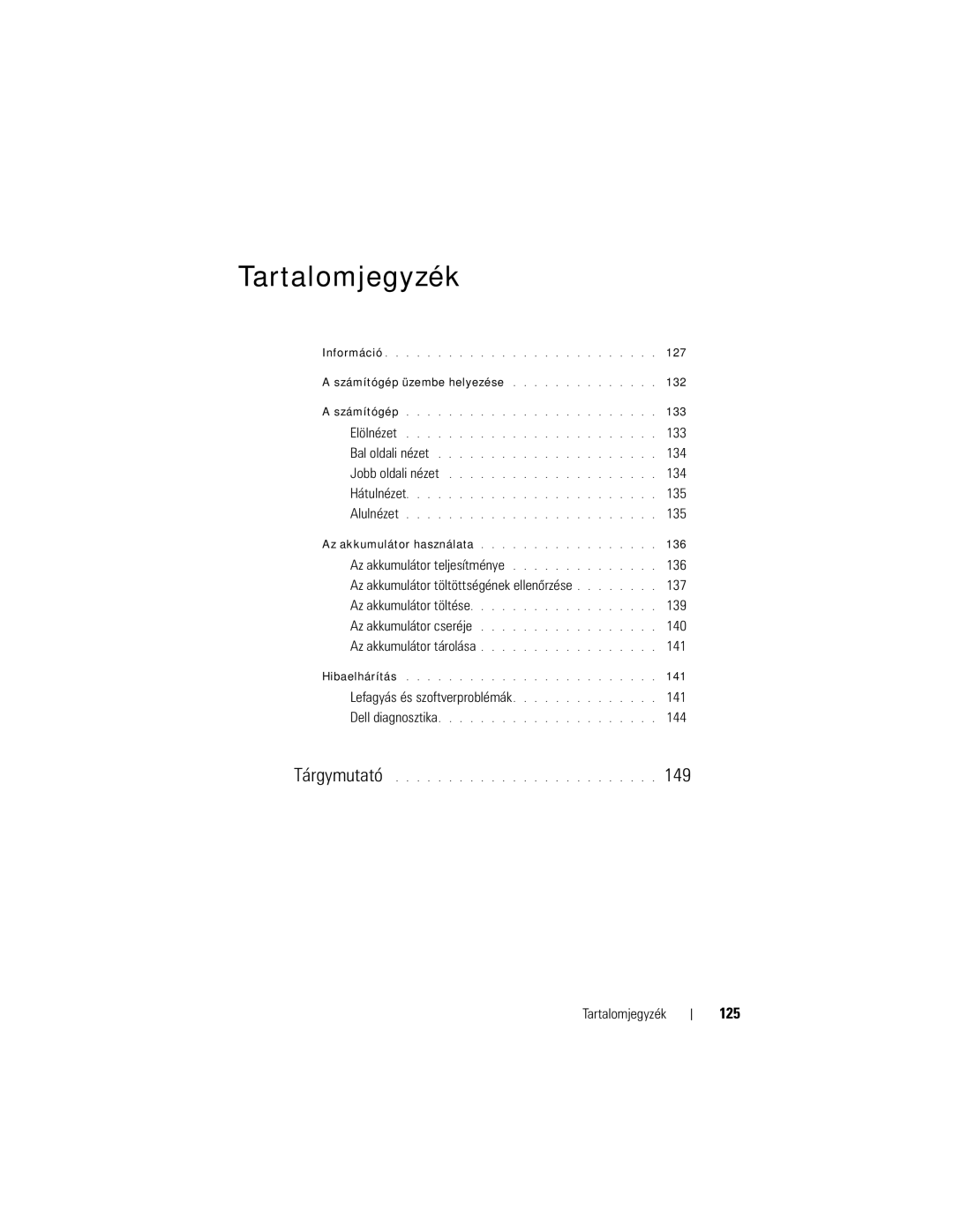 Dell YU151, M2300 manual 149, 125, Számítógép üzembe helyezése 