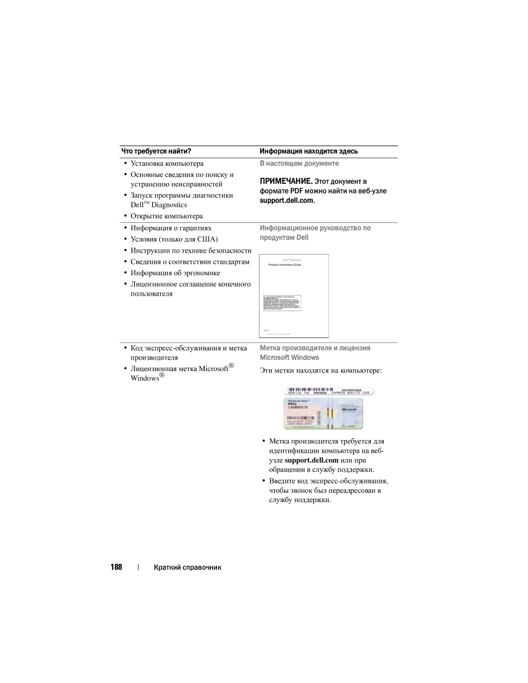 Dell M2300 188, Открытие компьютера Информация о гарантиях, Условия только для США, Эти метки находятся на компьютере 