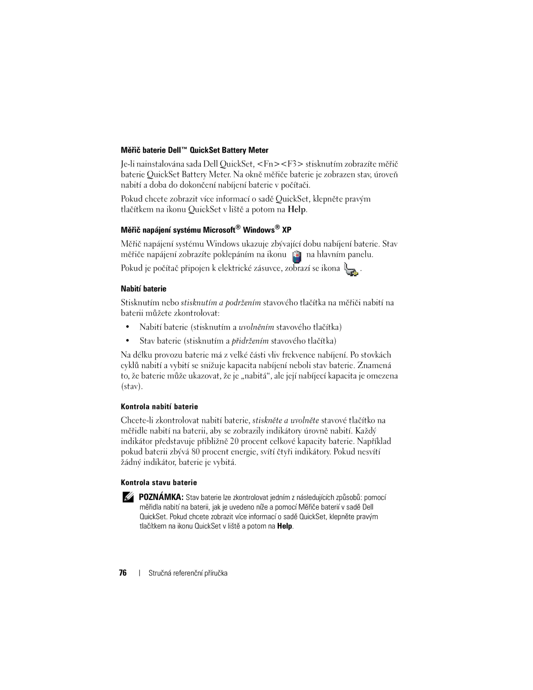 Dell M2300, YU151 Měřič baterie Dell QuickSet Battery Meter, Měřič napájení systému Microsoft Windows XP, Nabití baterie 