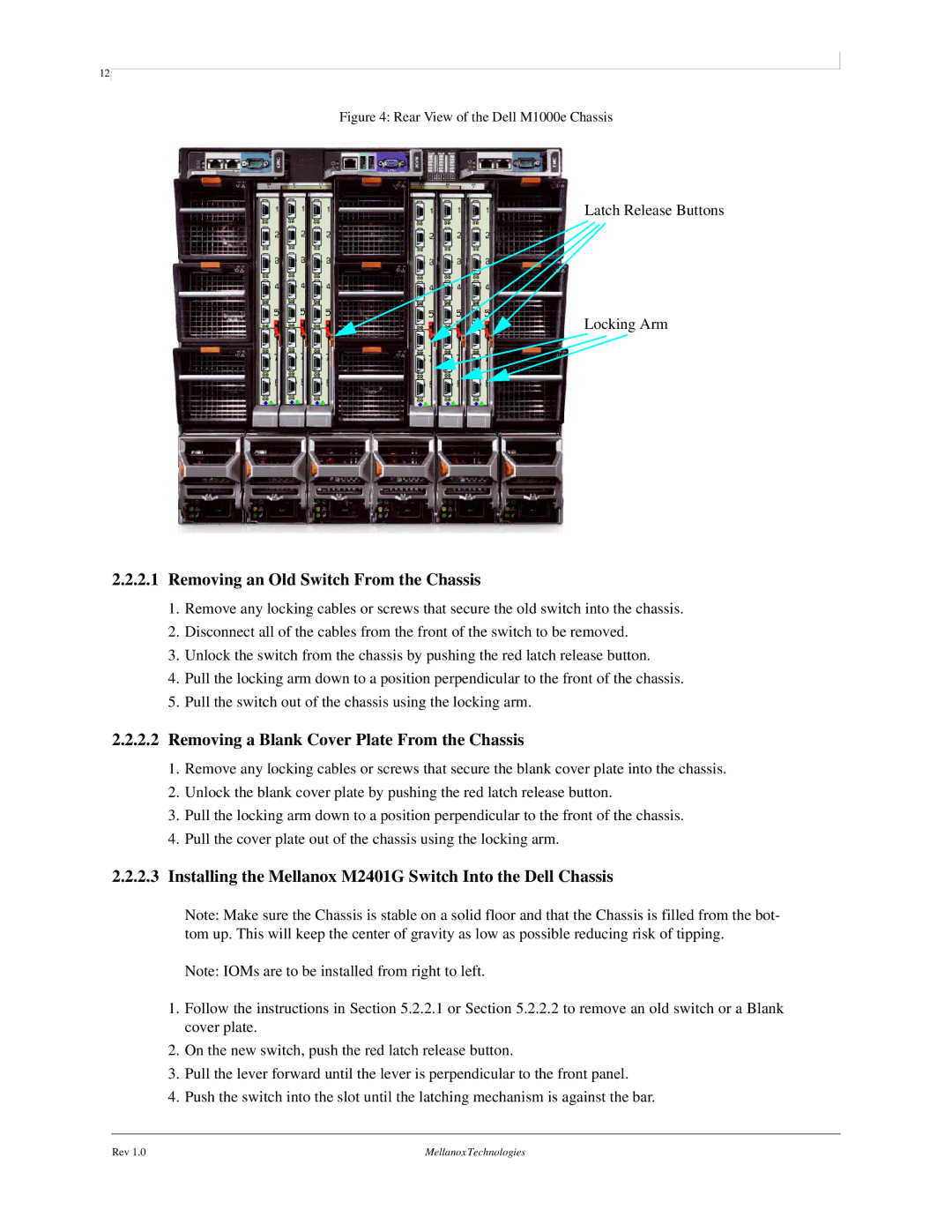 Dell M2401G user manual Removing an Old Switch From the Chassis 