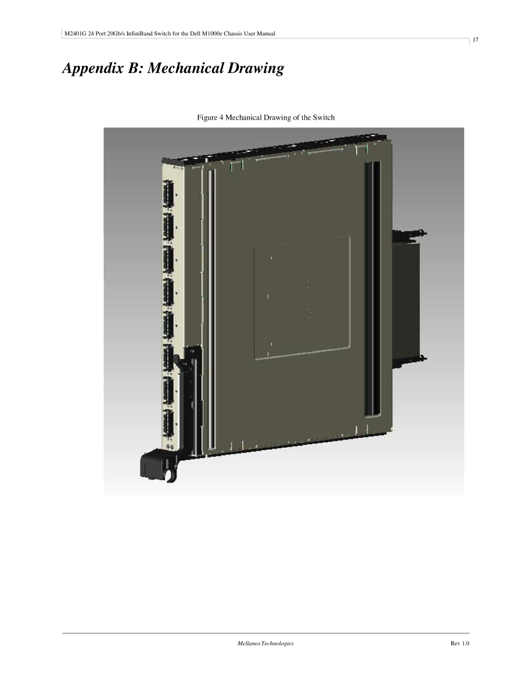 Dell M2401G user manual Appendix B Mechanical Drawing, Mechanical Drawing of the Switch 