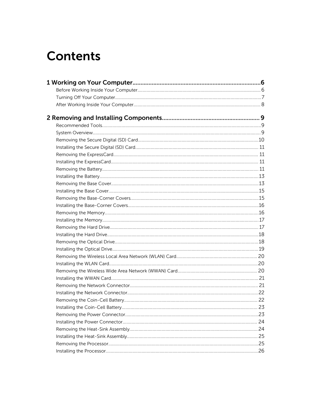 Dell M2800 owner manual Contents 