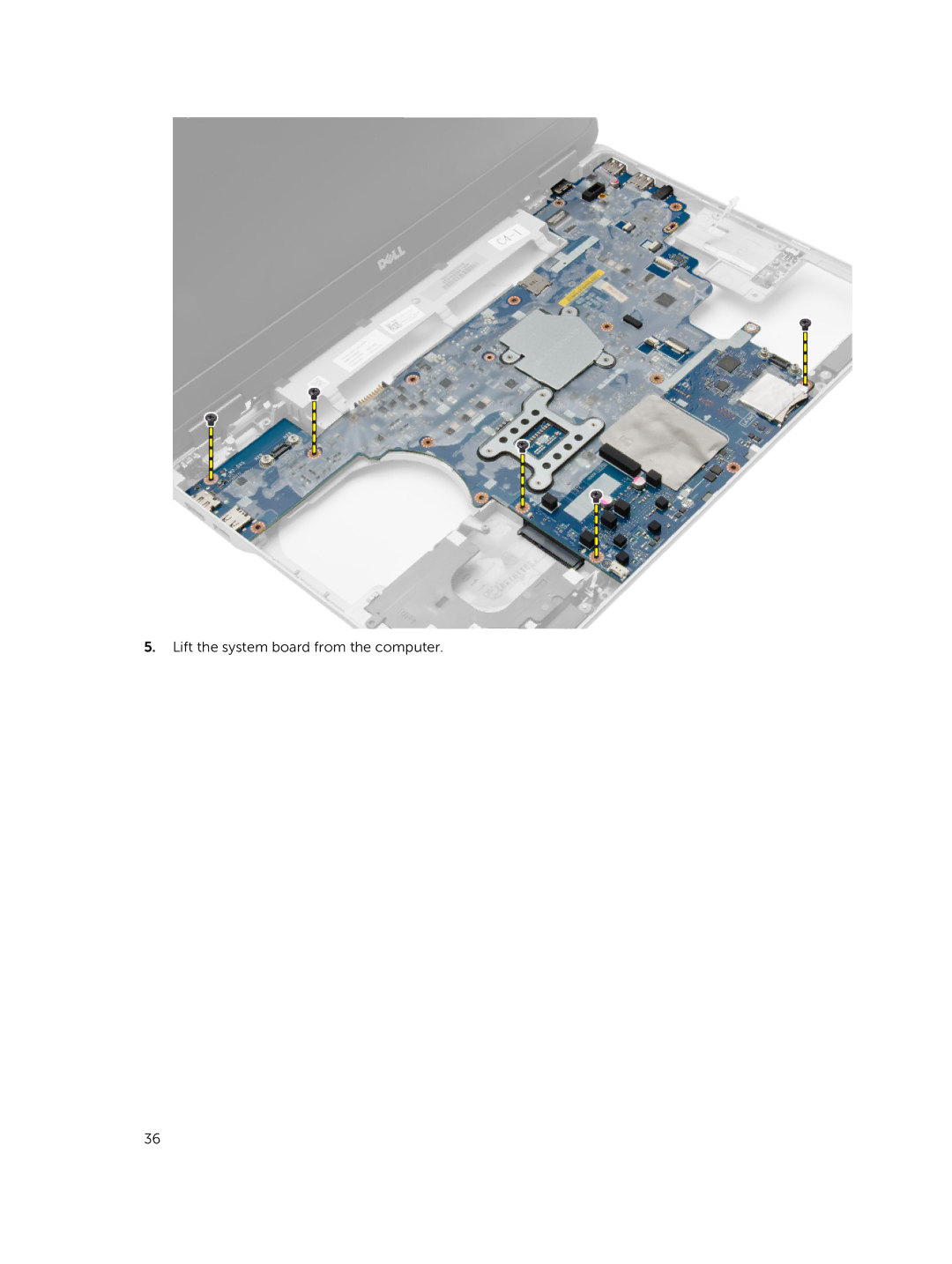 Dell M2800 owner manual Lift the system board from the computer 