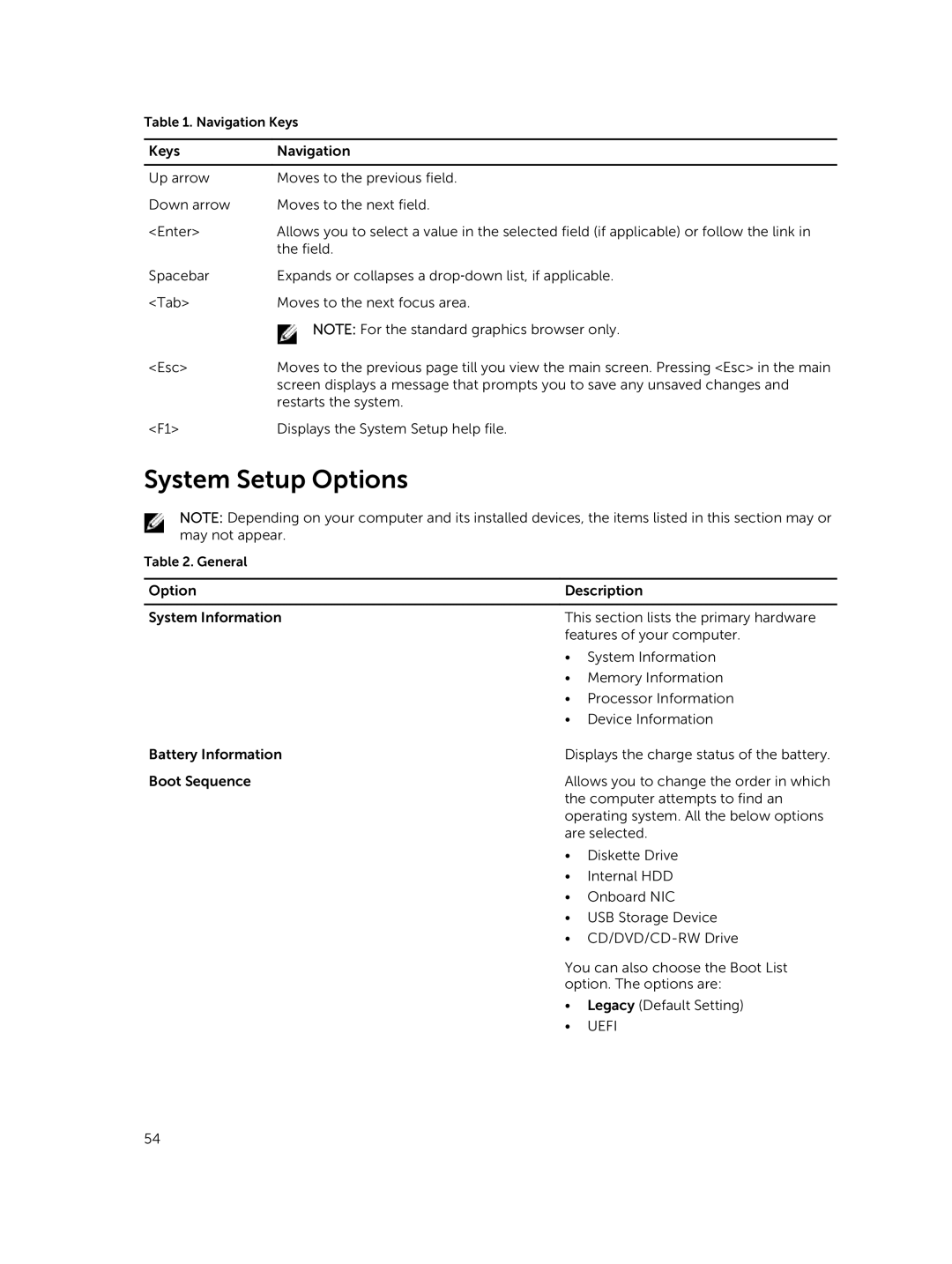 Dell M2800 owner manual System Setup Options, Uefi 