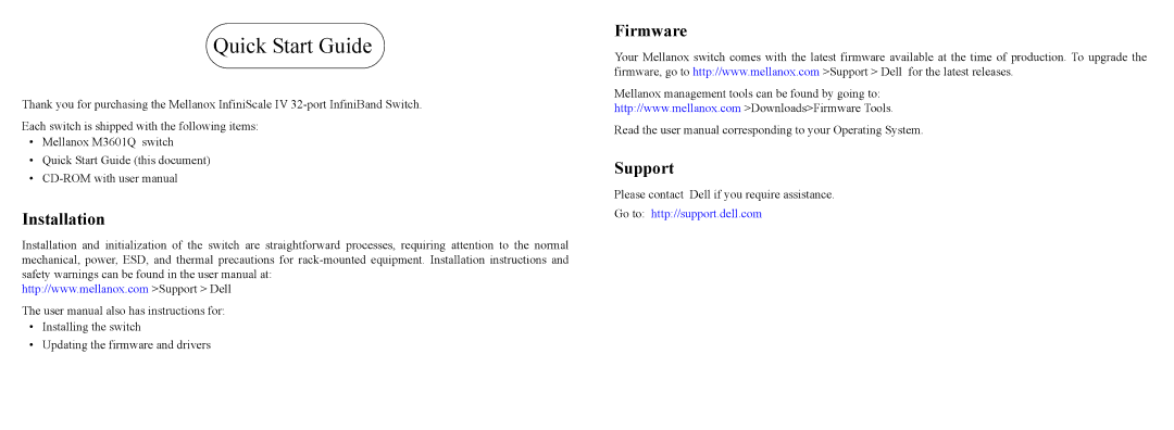 Dell M3601Q quick start Installation 