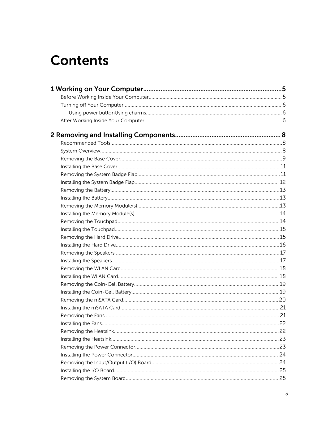 Dell M3800 owner manual Contents 