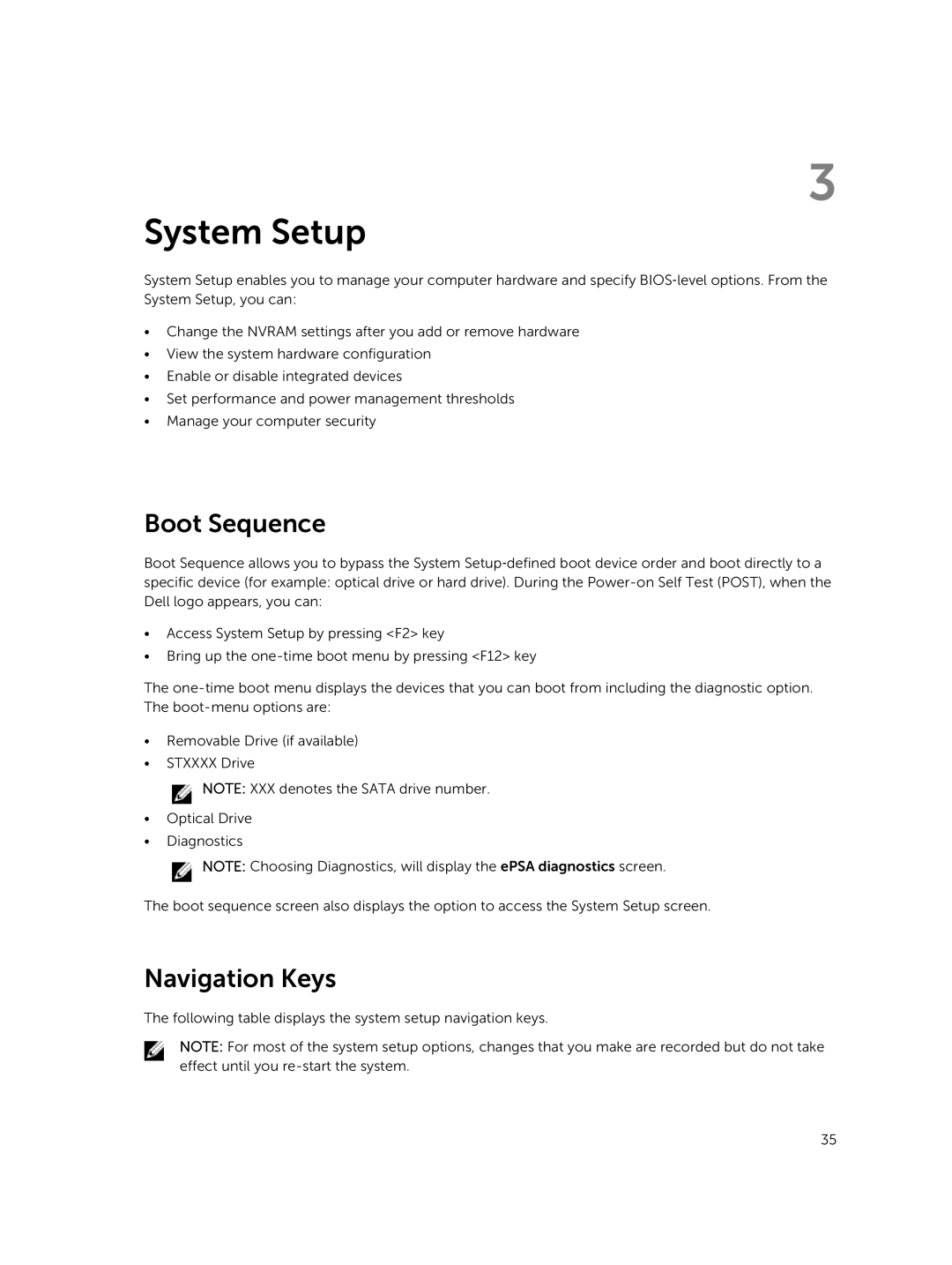 Dell M3800 owner manual Boot Sequence, Navigation Keys 