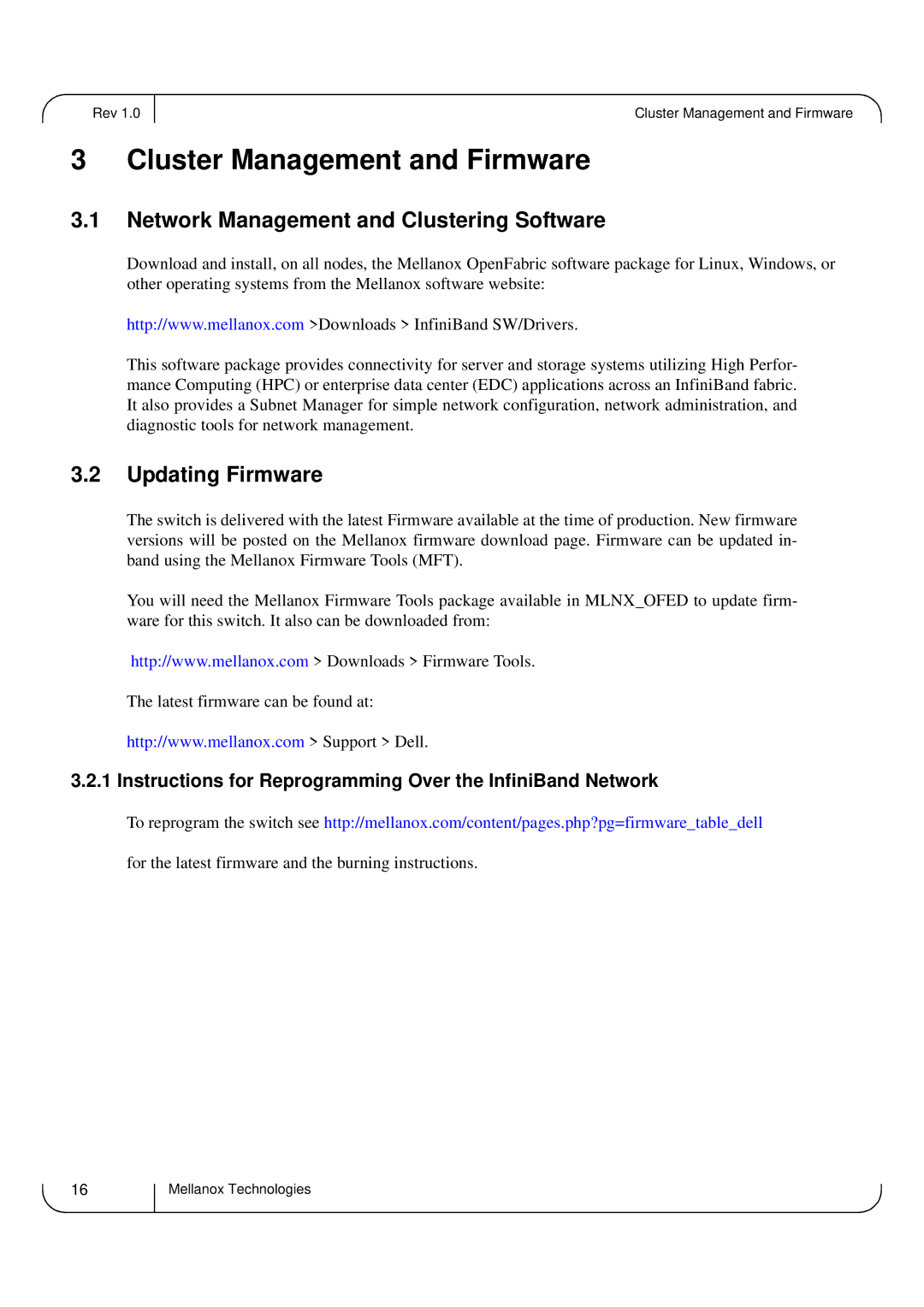 Dell M4001F, M4001Q Cluster Management and Firmware, Network Management and Clustering Software, Updating Firmware 