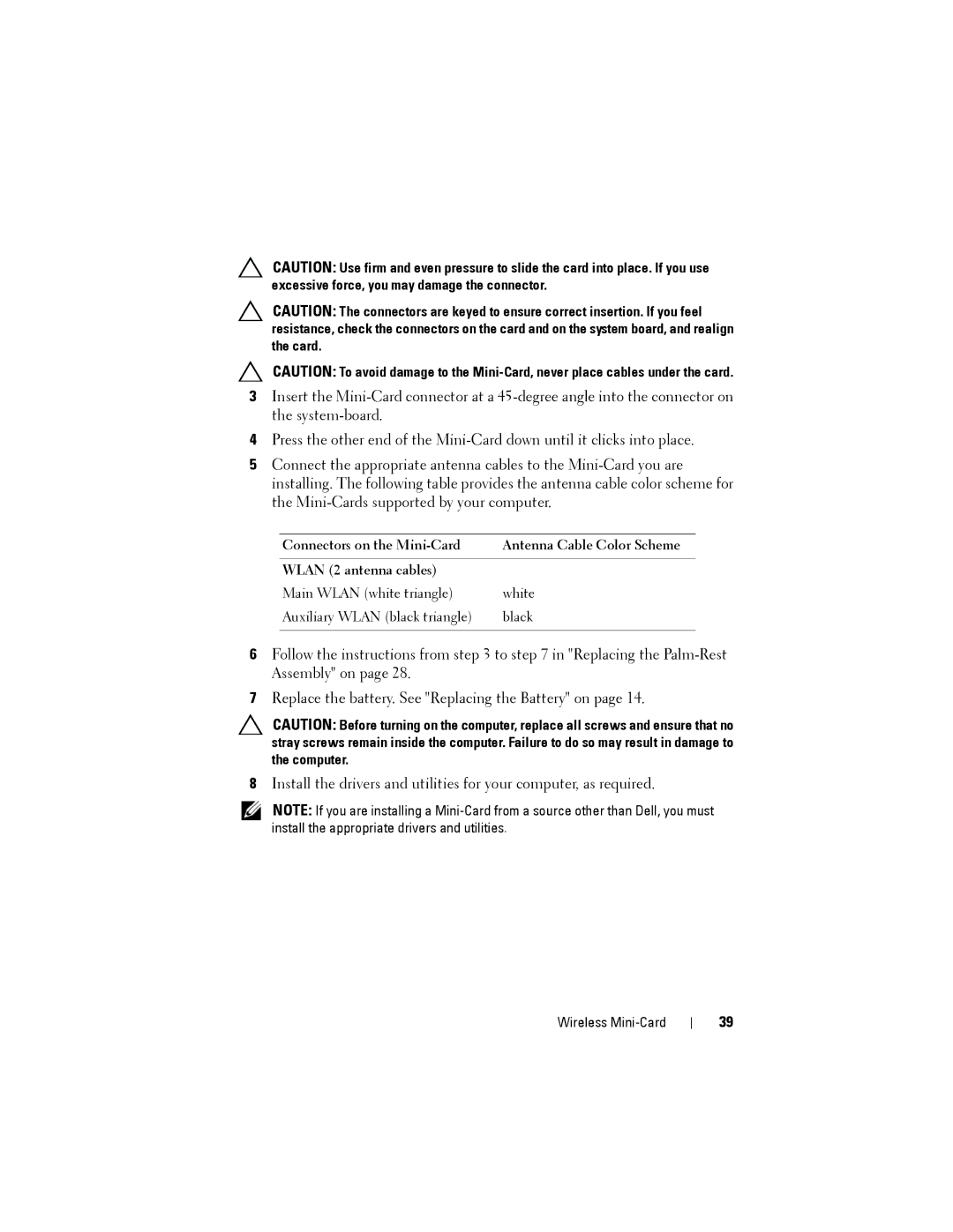 Dell M4040/14-N4050 owner manual Wireless Mini-Card 