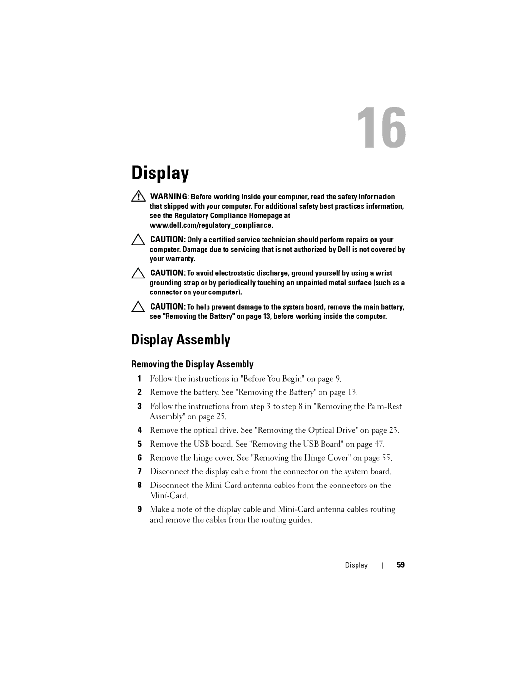 Dell M4040/14-N4050 owner manual Display Assembly 