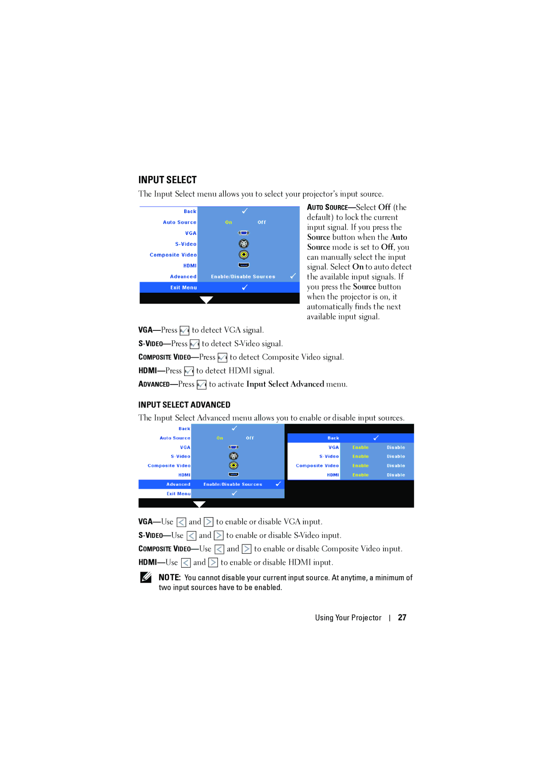 Dell M410HD manual Input Select 