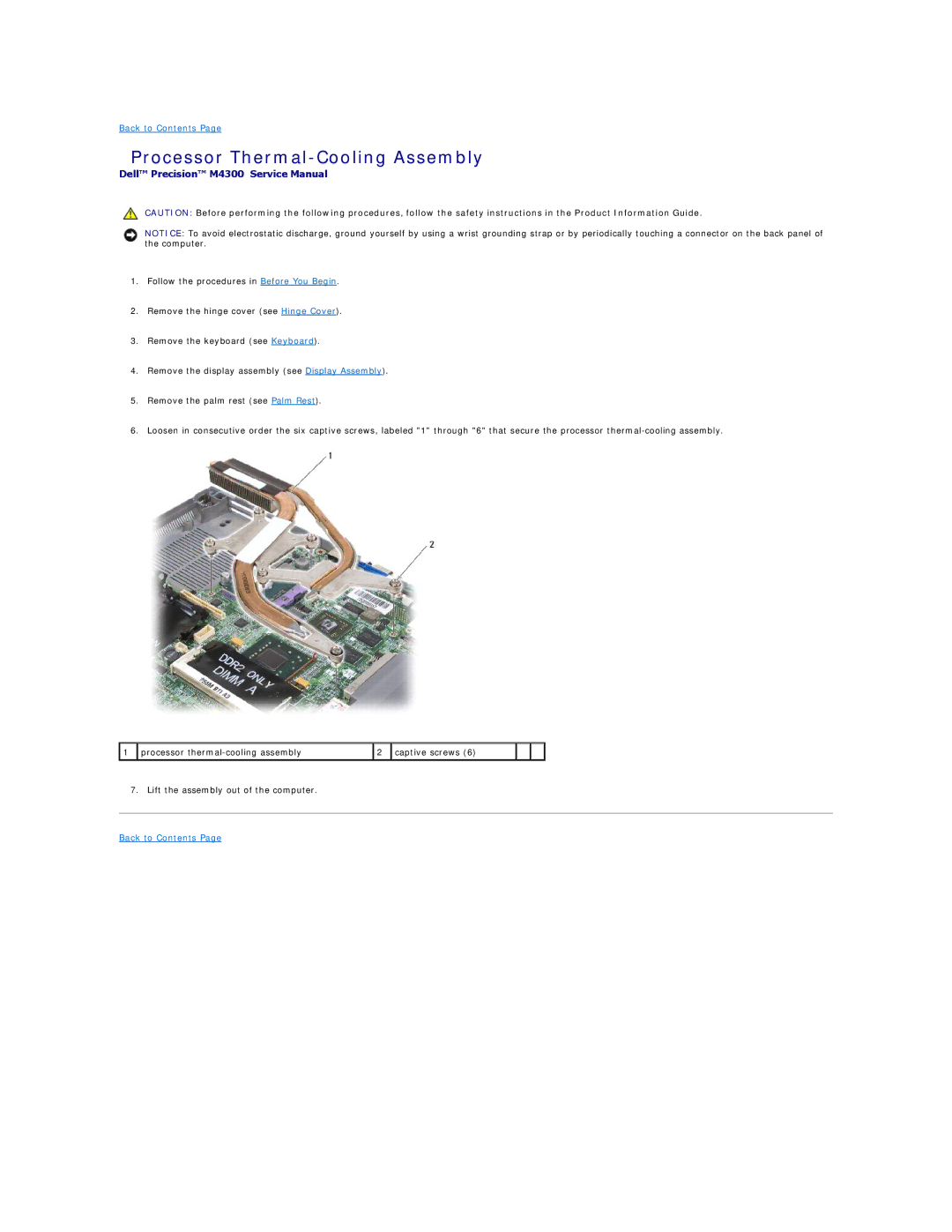 Dell M4300 manual Processor Thermal-Cooling Assembly 