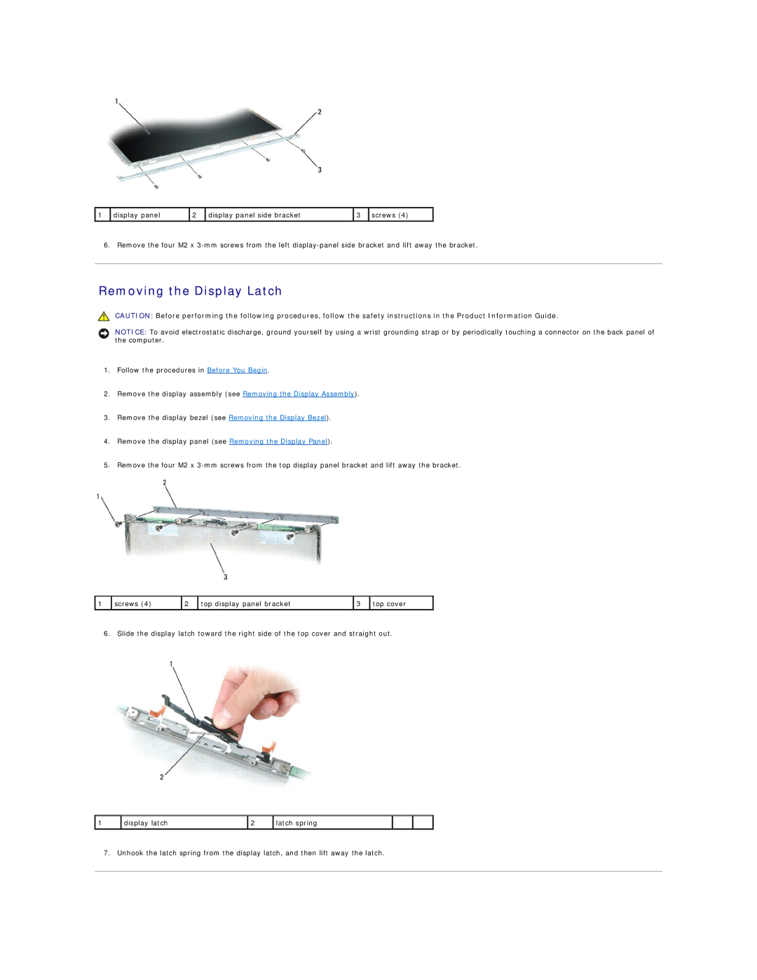 Dell M4300 manual Removing the Display Latch 