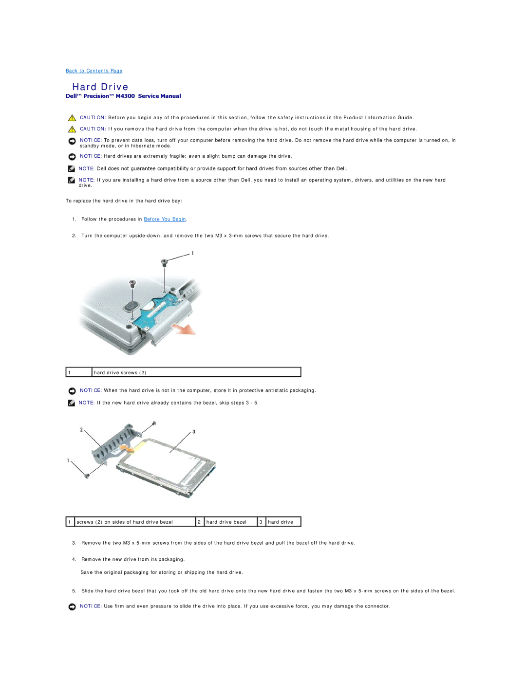 Dell M4300 manual Hard Drive 