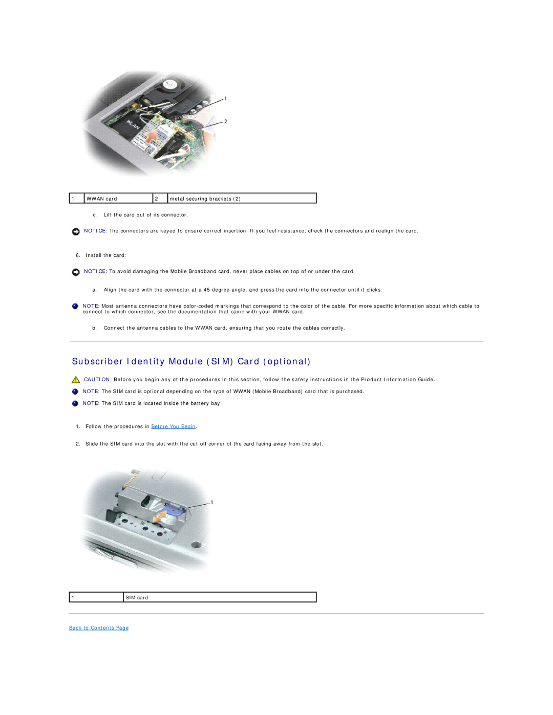 Dell M4300 manual Subscriber Identity Module SIM Card optional 