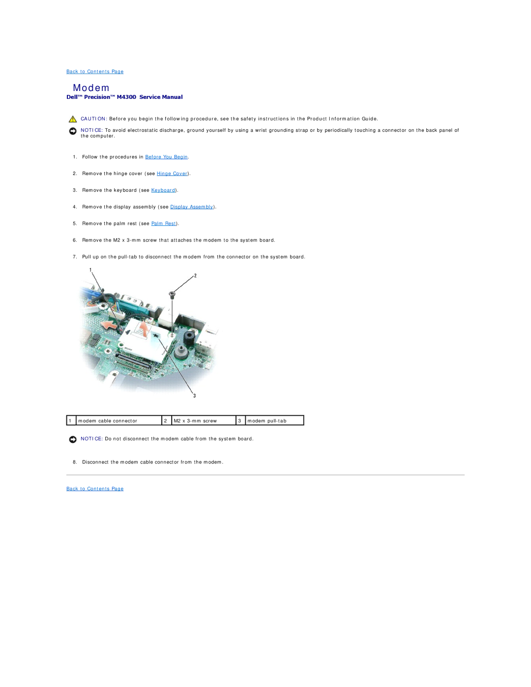 Dell M4300 manual Modem 