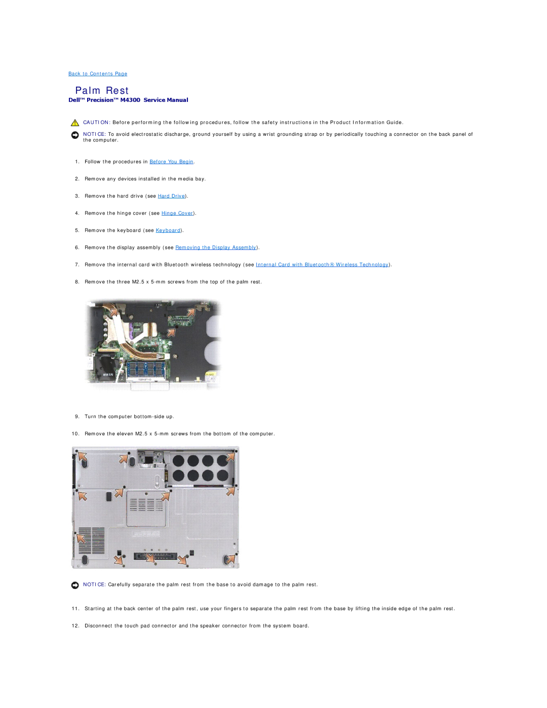 Dell M4300 manual Palm Rest 