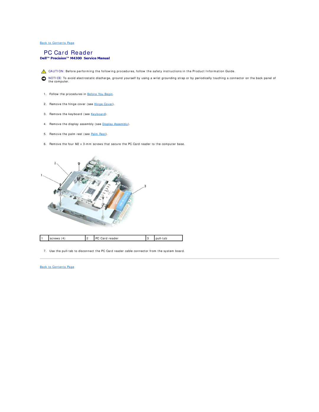 Dell M4300 manual PC Card Reader 