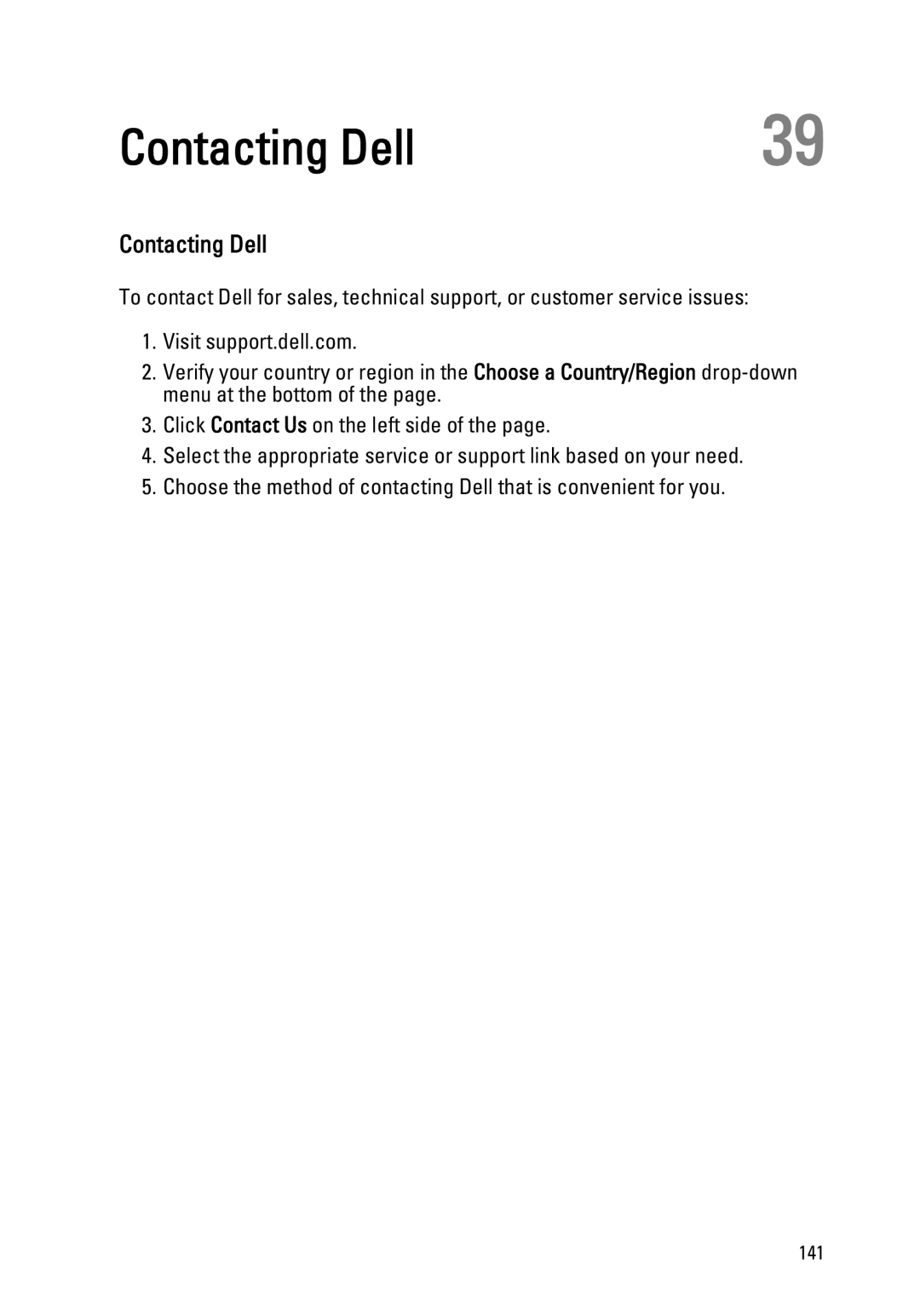 Dell M4600 owner manual Contacting Dell 