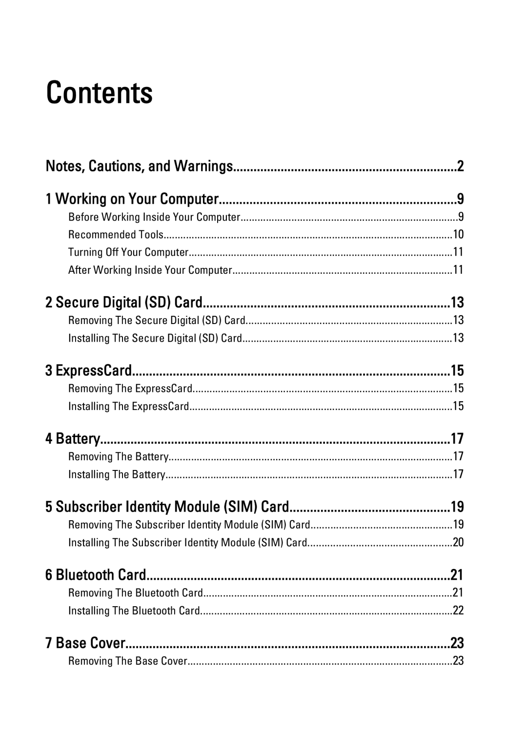 Dell M4600 owner manual Contents 