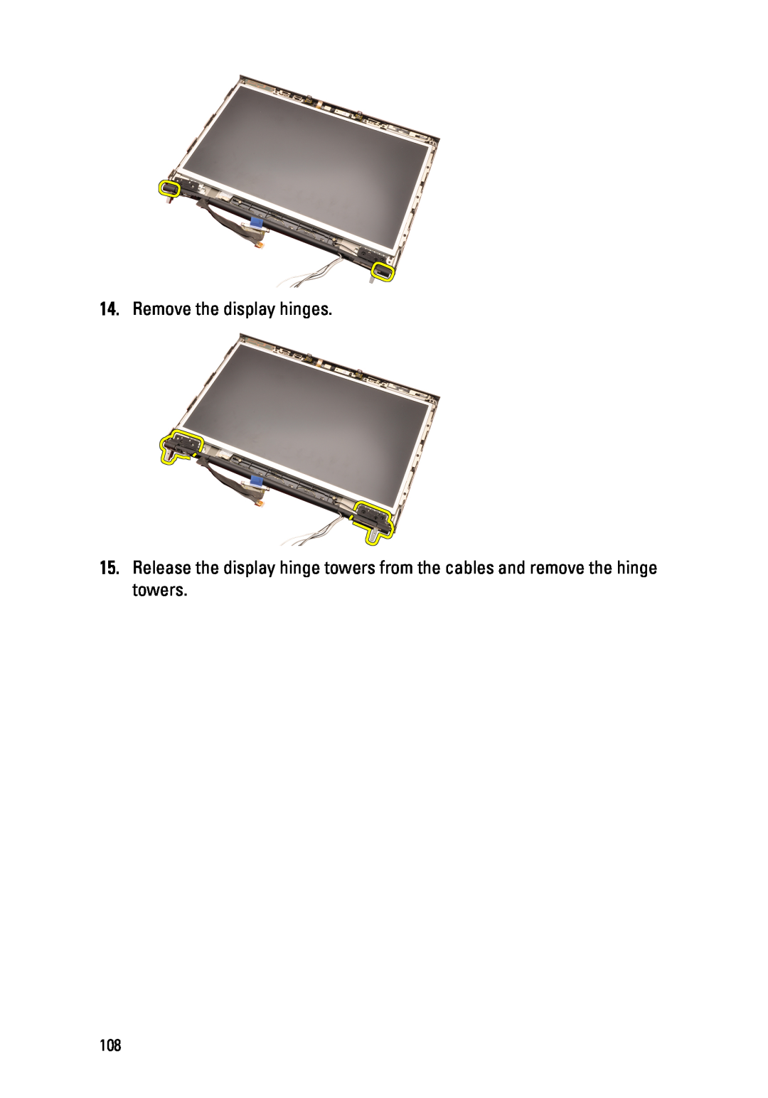Dell M4600 owner manual Remove the display hinges 