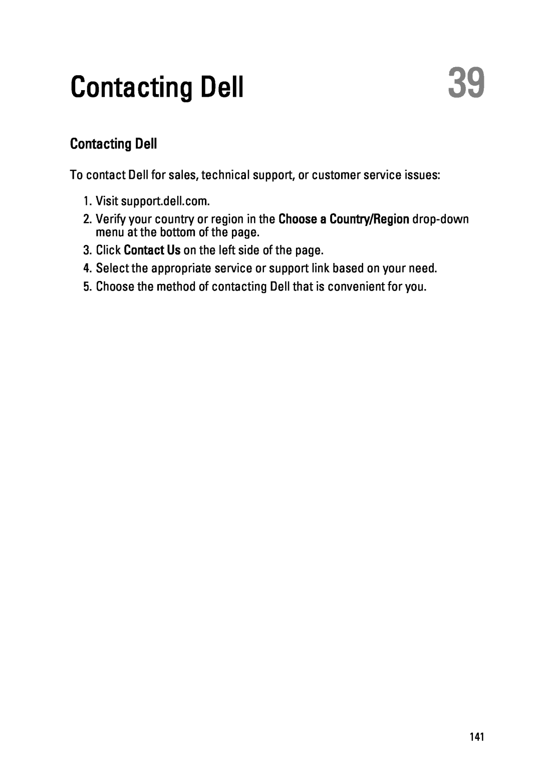 Dell M4600 owner manual Contacting Dell 
