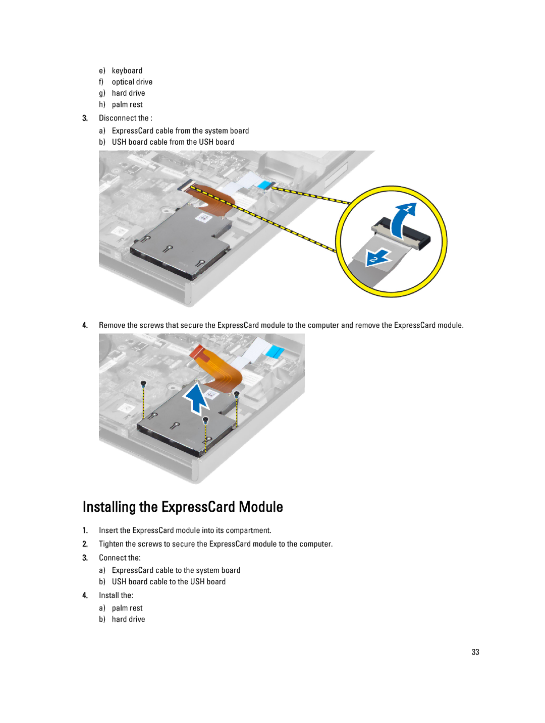 Dell M4800 owner manual Installing the ExpressCard Module 