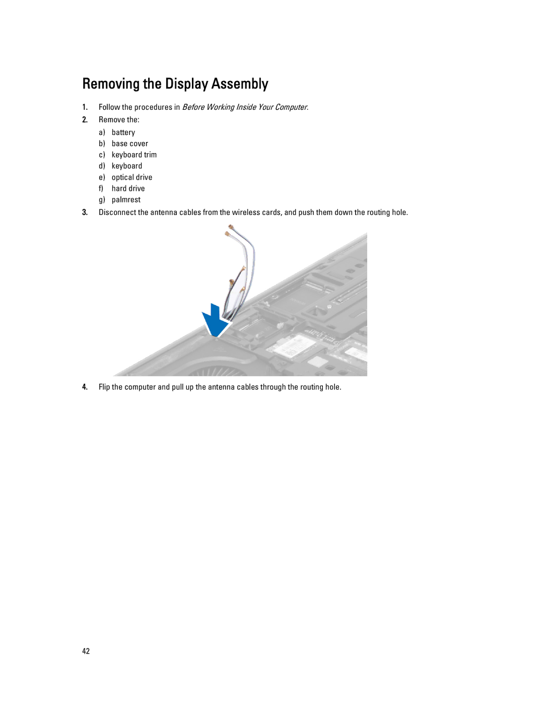 Dell M4800 owner manual Removing the Display Assembly 