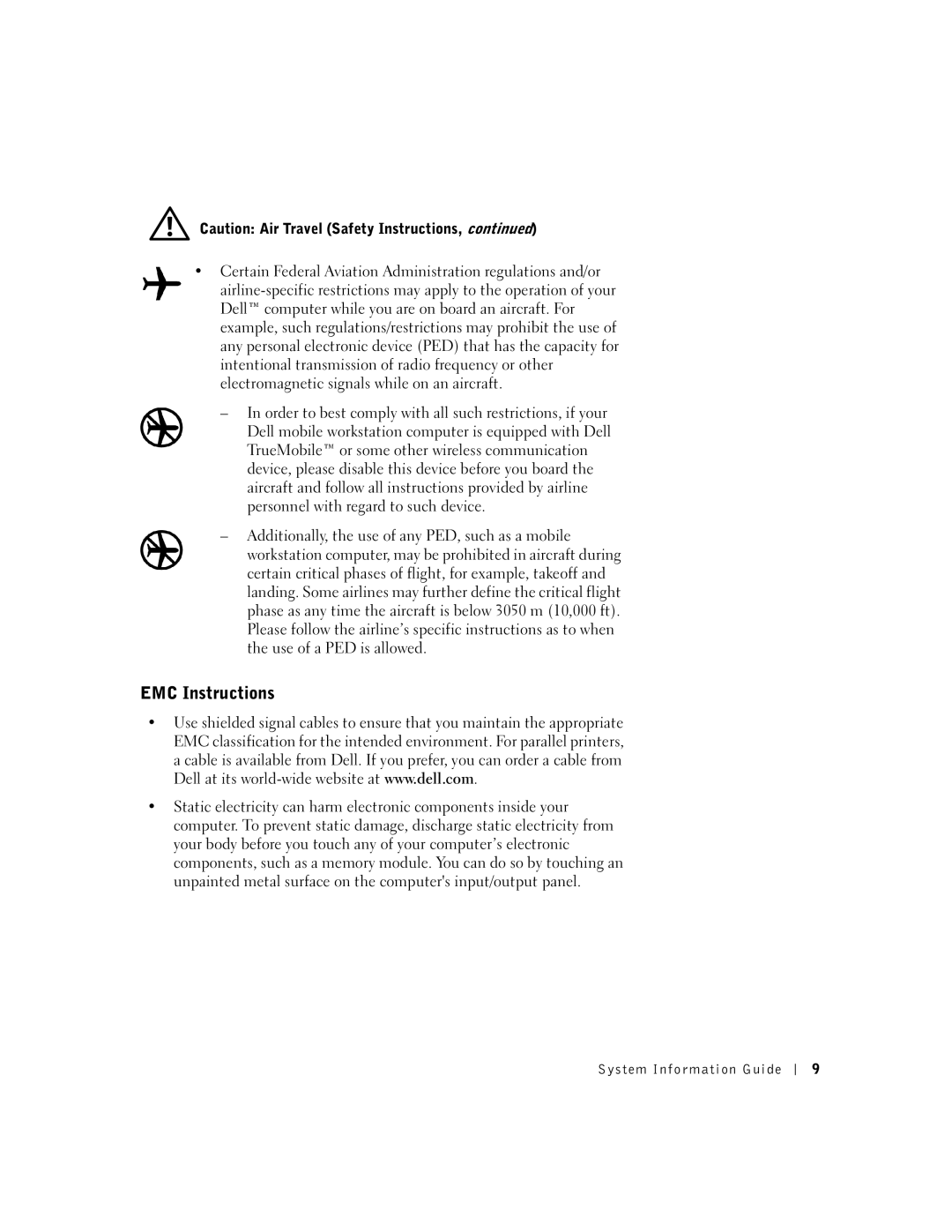 Dell M50 manual EMC Instructions 