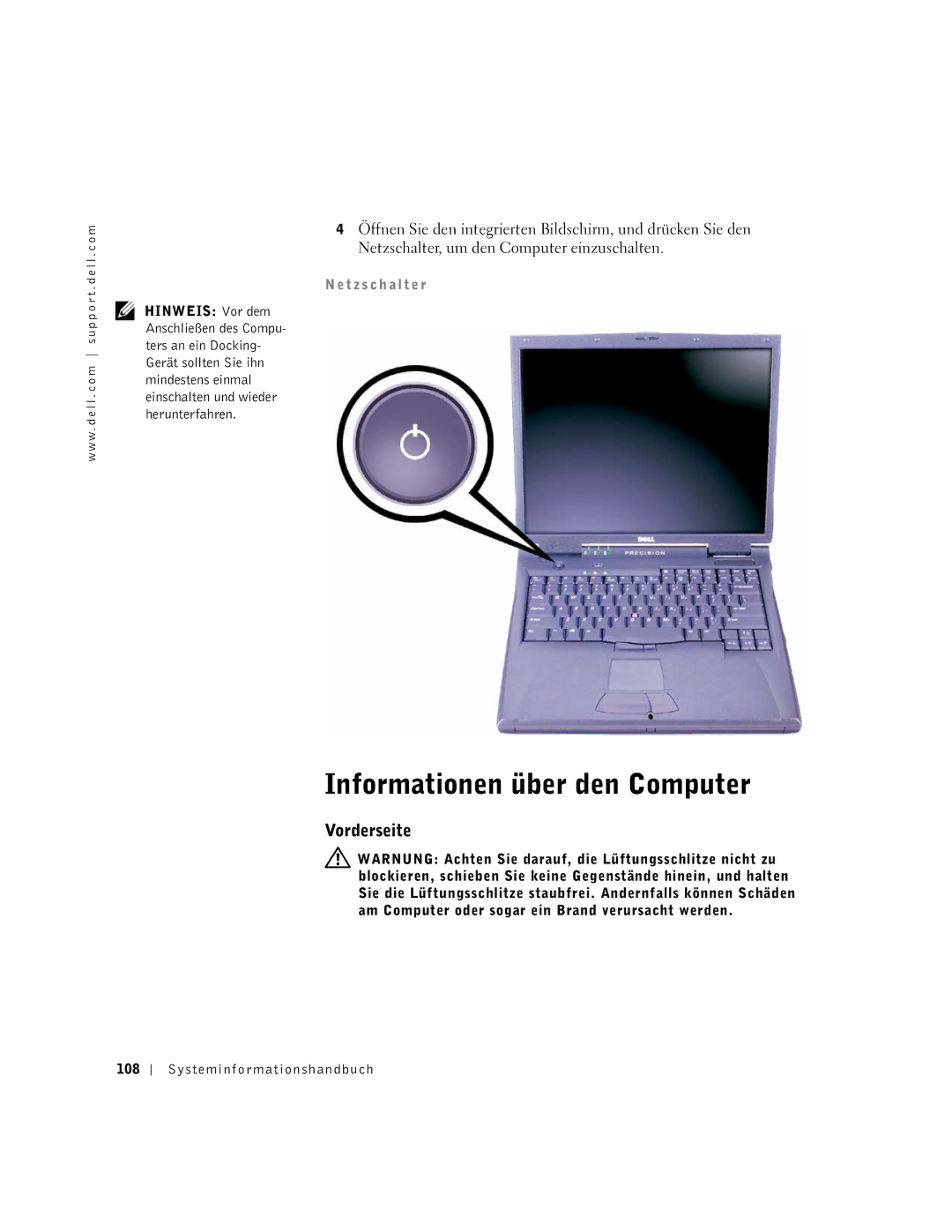 Dell M50 manual Informationen über den Computer, Vorderseite 