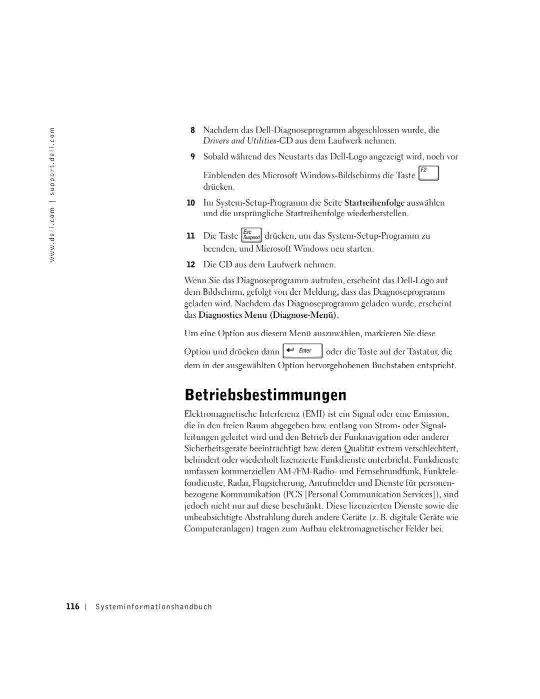 Dell M50 manual Betriebsbestimmungen, Systeminfor mationshandbuch 