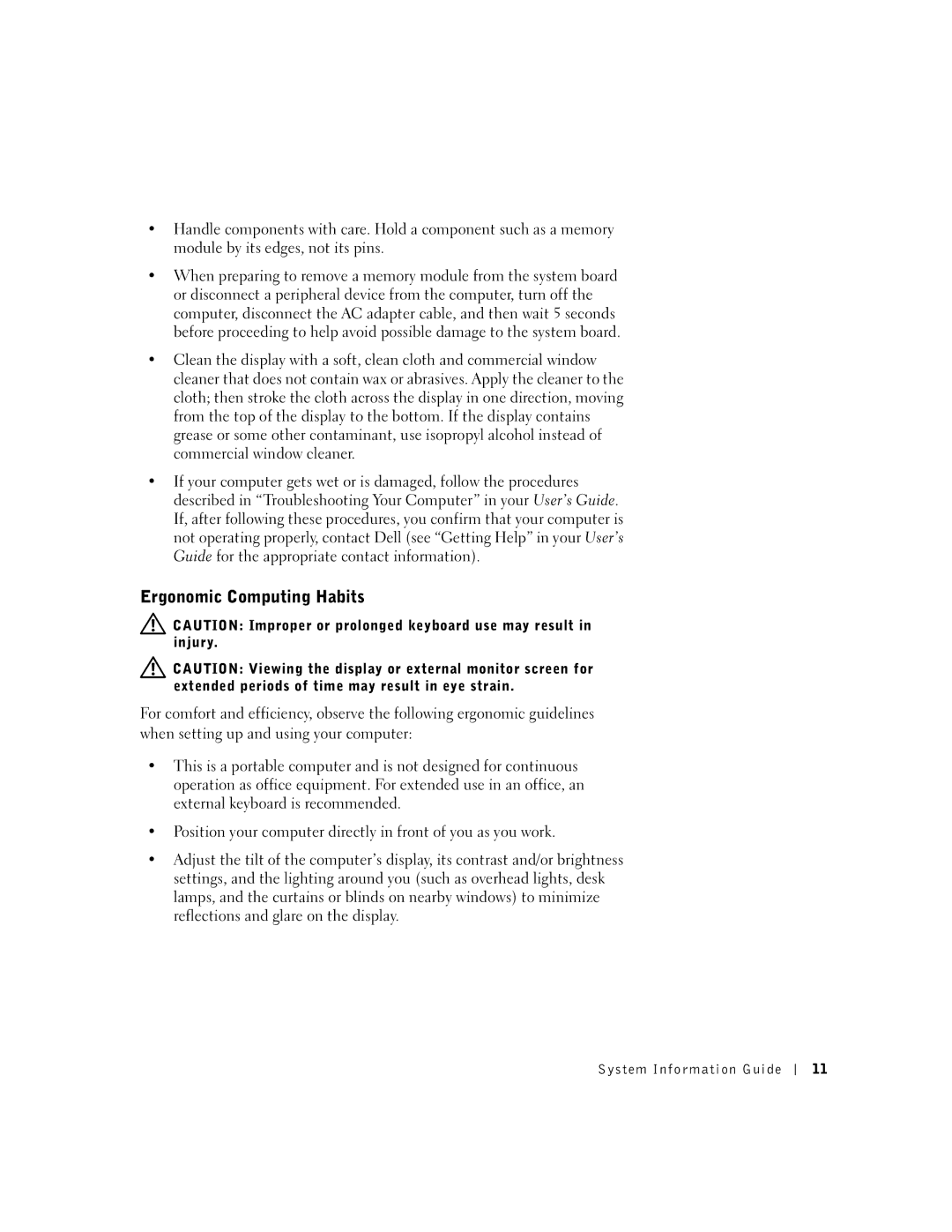 Dell M50 manual Ergonomic Computing Habits 