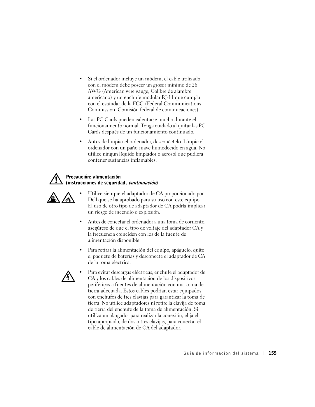 Dell M50 manual Guía de información del sistema 155 