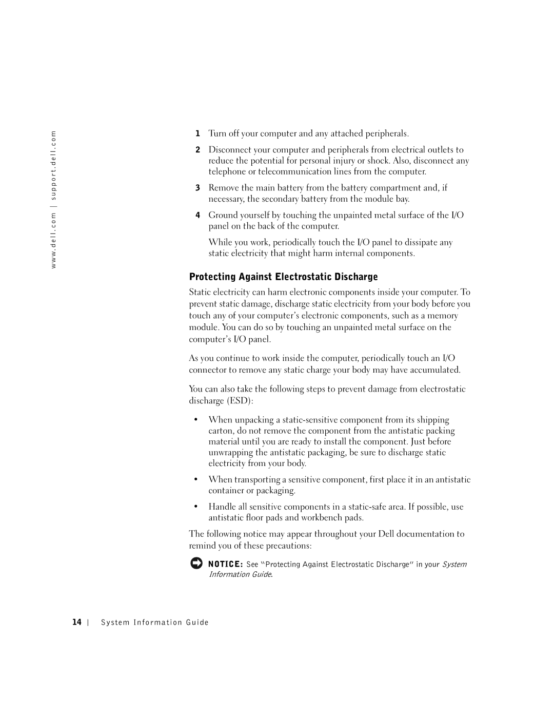 Dell M50 manual Protecting Against Electrostatic Discharge 