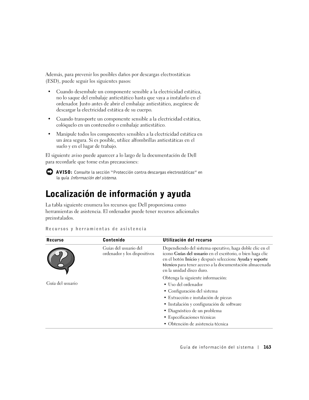 Dell M50 manual Localización de información y ayuda, Recurso Contenido Utilización del recurso 