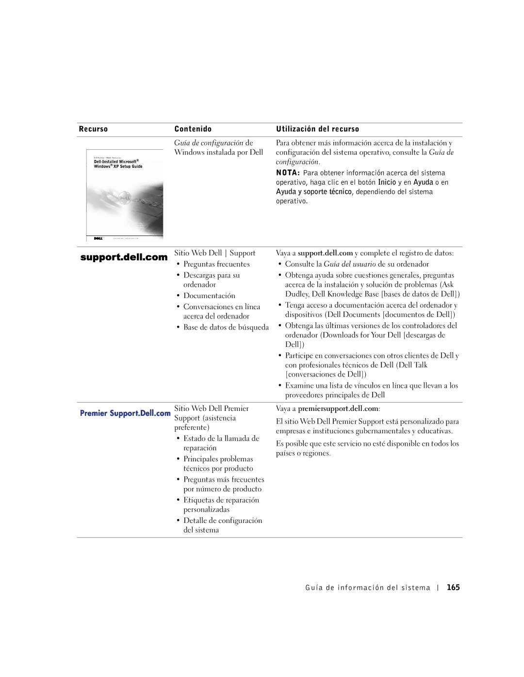 Dell M50 manual Nota Para obtener información acerca del sistema, Operativo, haga clic en el botón Inicio y en Ayuda o en 