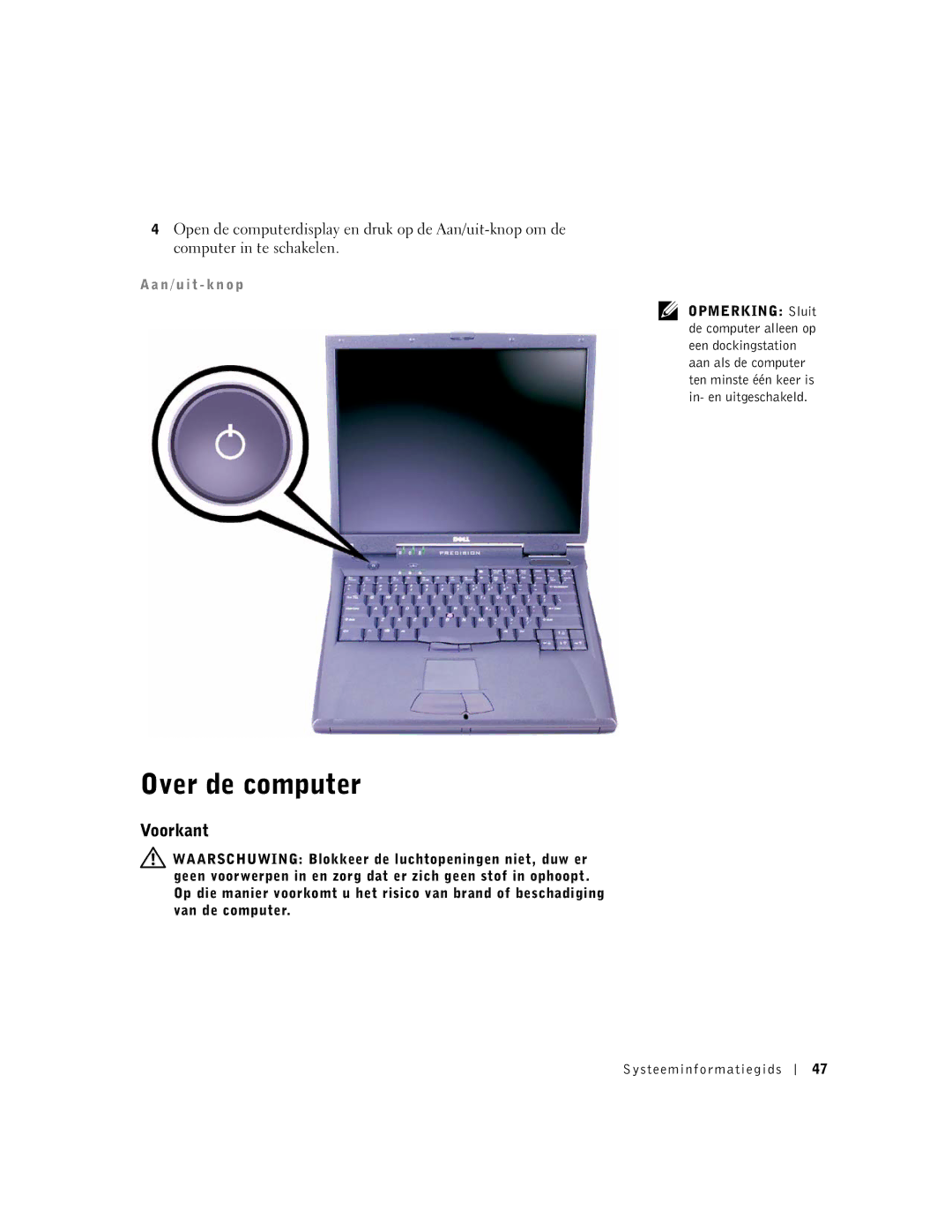 Dell M50 manual Over de computer, Voorkant 