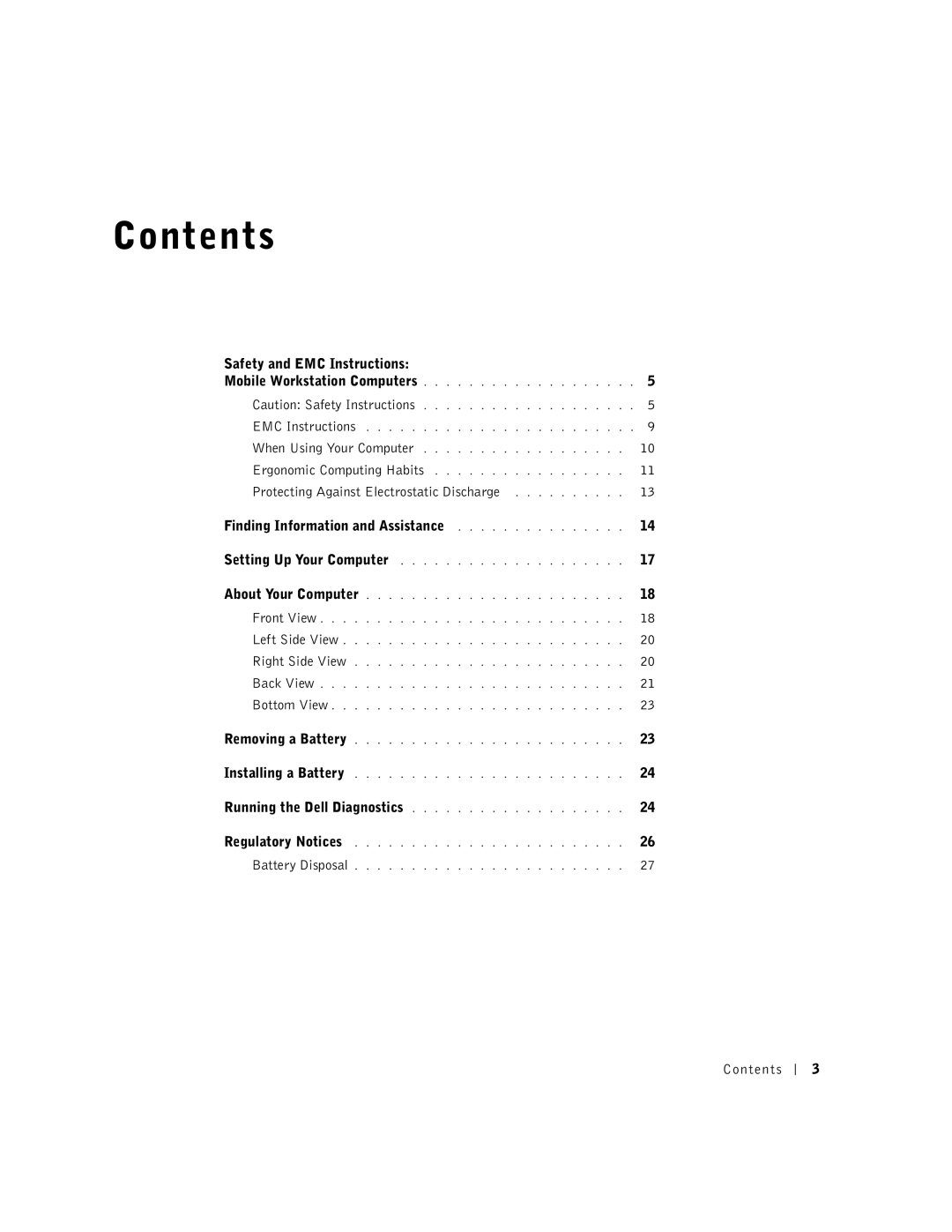 Dell M50 manual Contents 