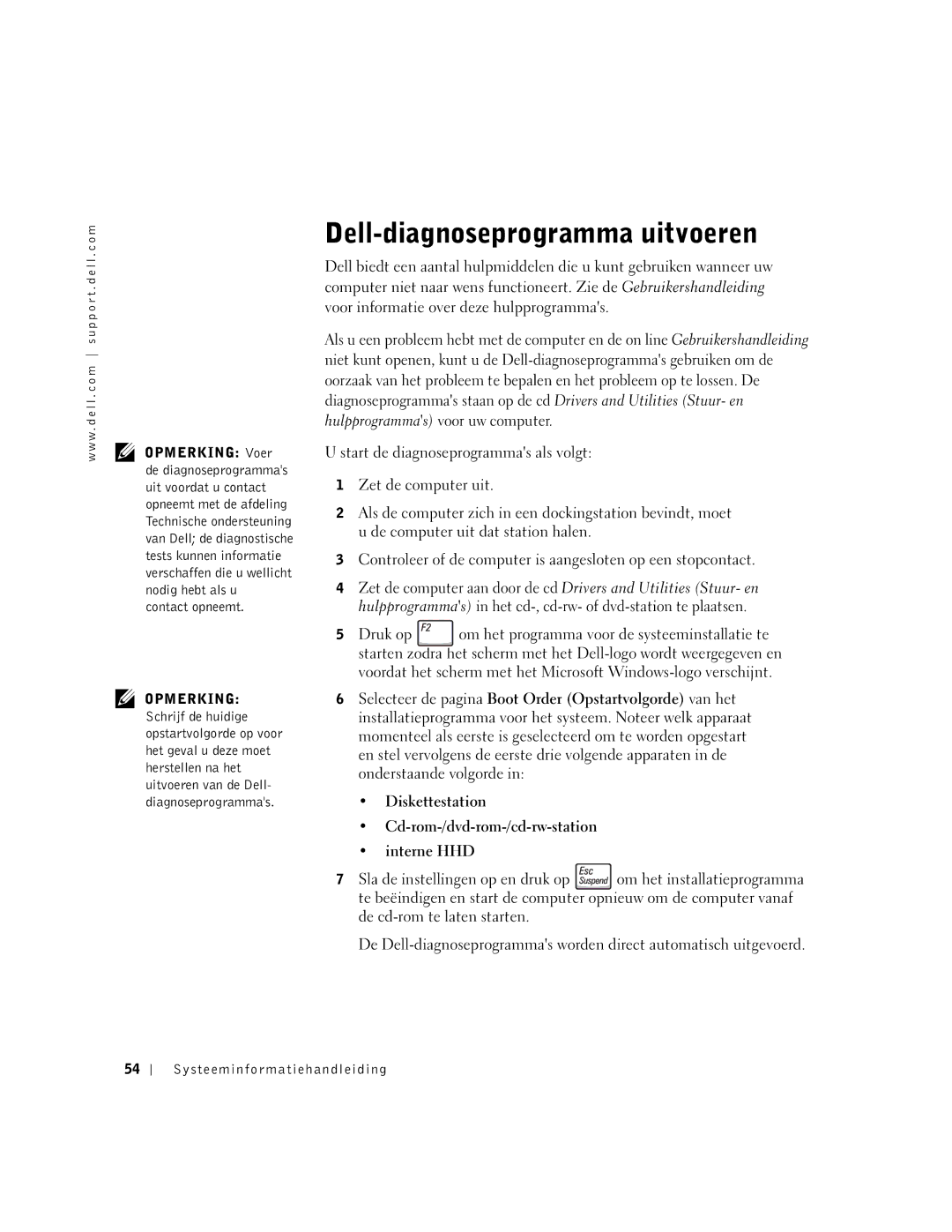 Dell M50 manual Dell-diagnoseprogramma uitvoeren 