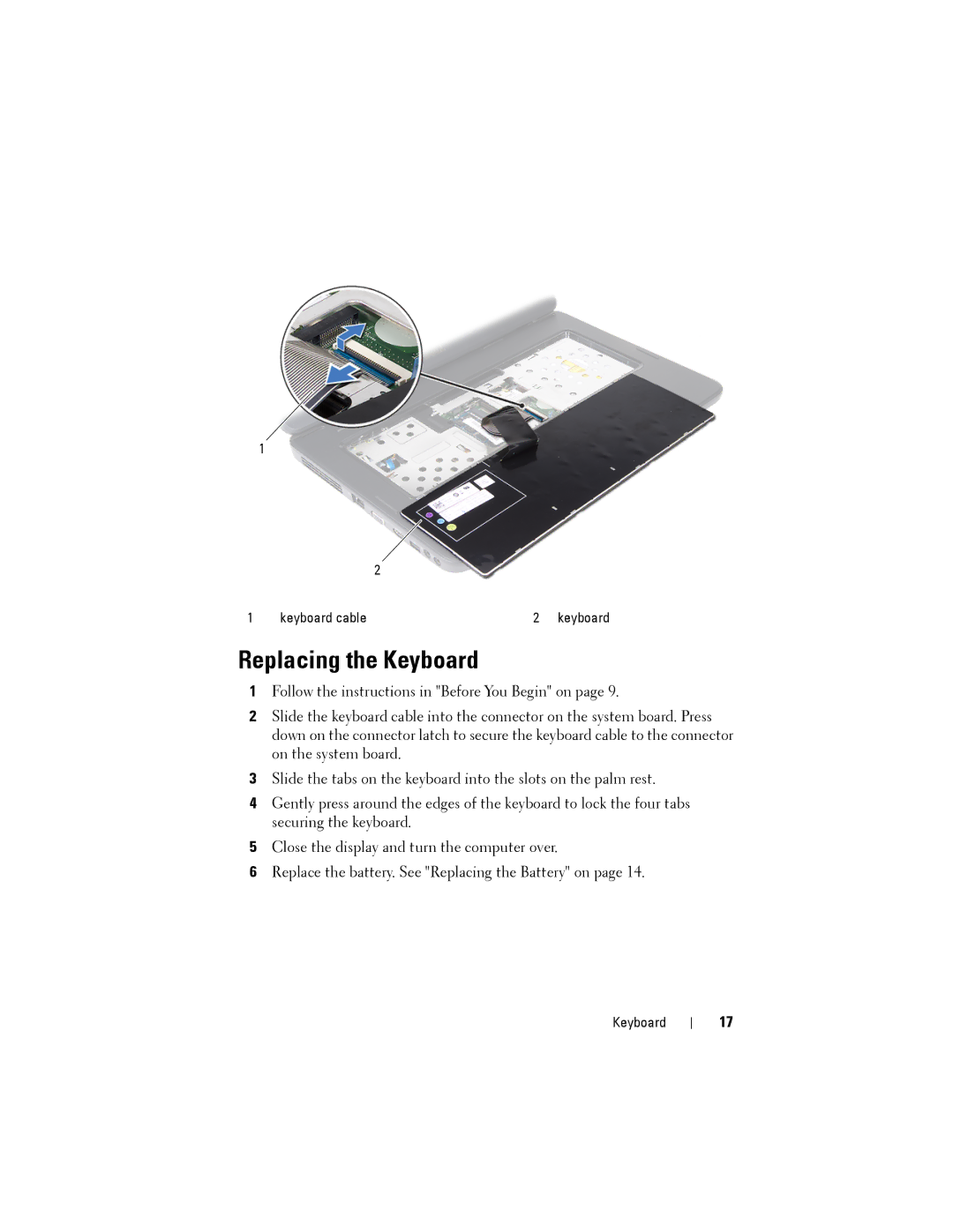 Dell M5040 owner manual Replacing the Keyboard 