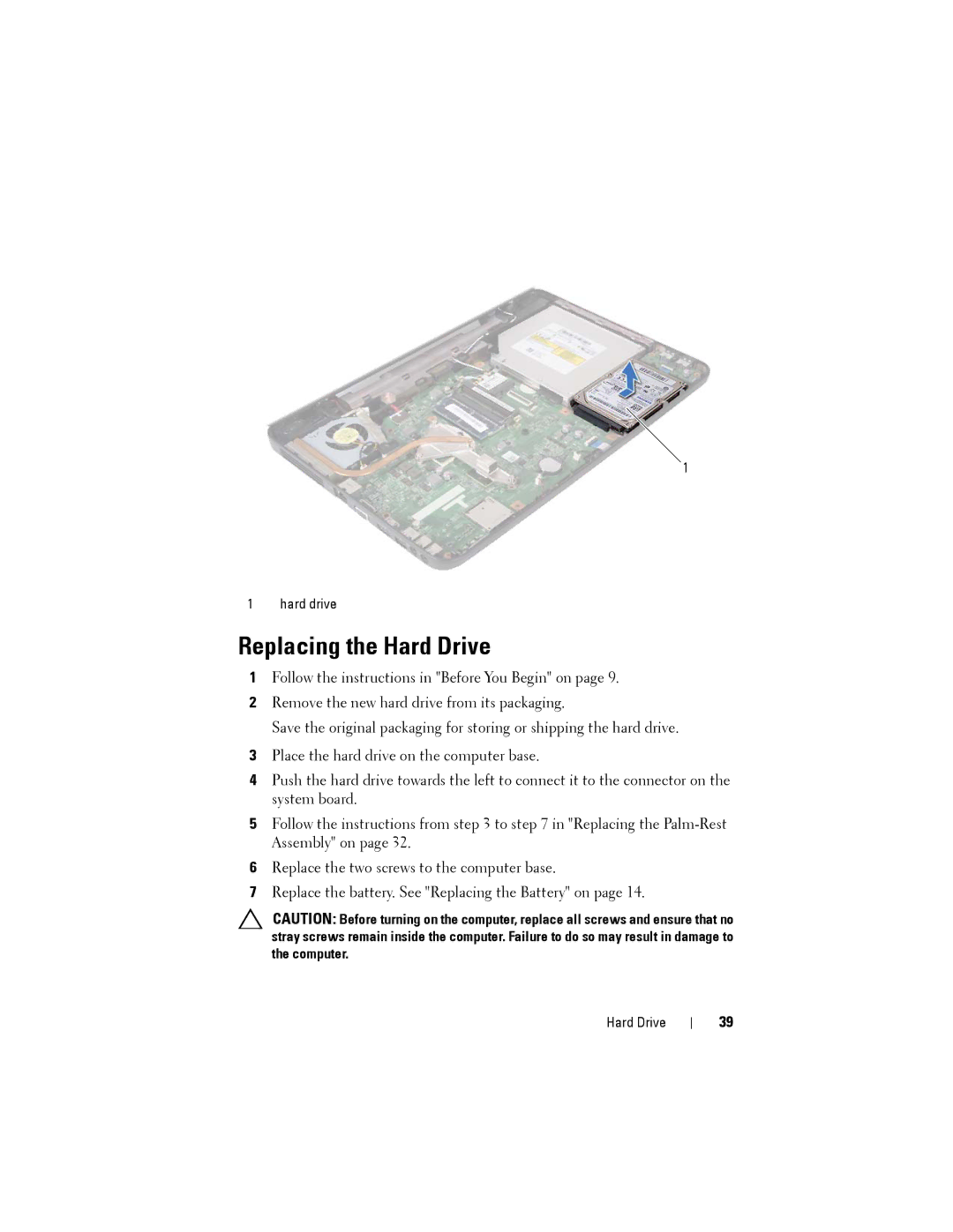 Dell M5040 owner manual Replacing the Hard Drive 