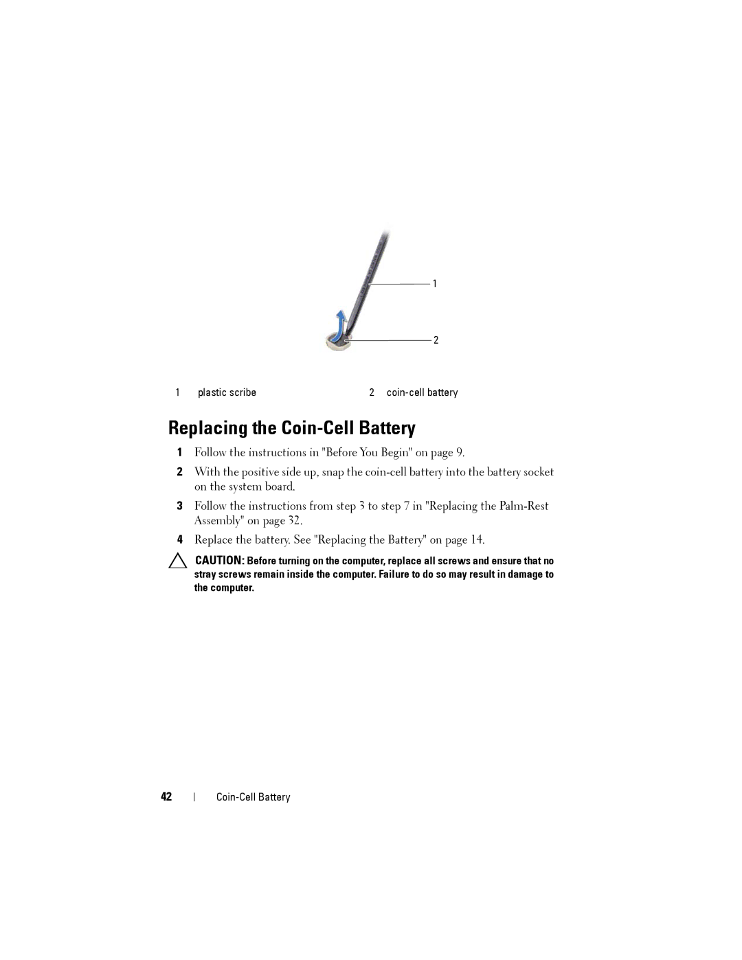 Dell M5040 owner manual Replacing the Coin-Cell Battery 