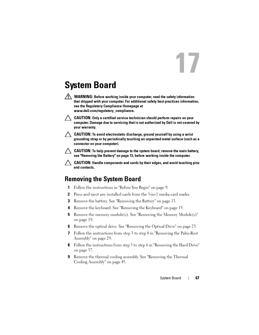 Dell M5040 owner manual Removing the System Board 