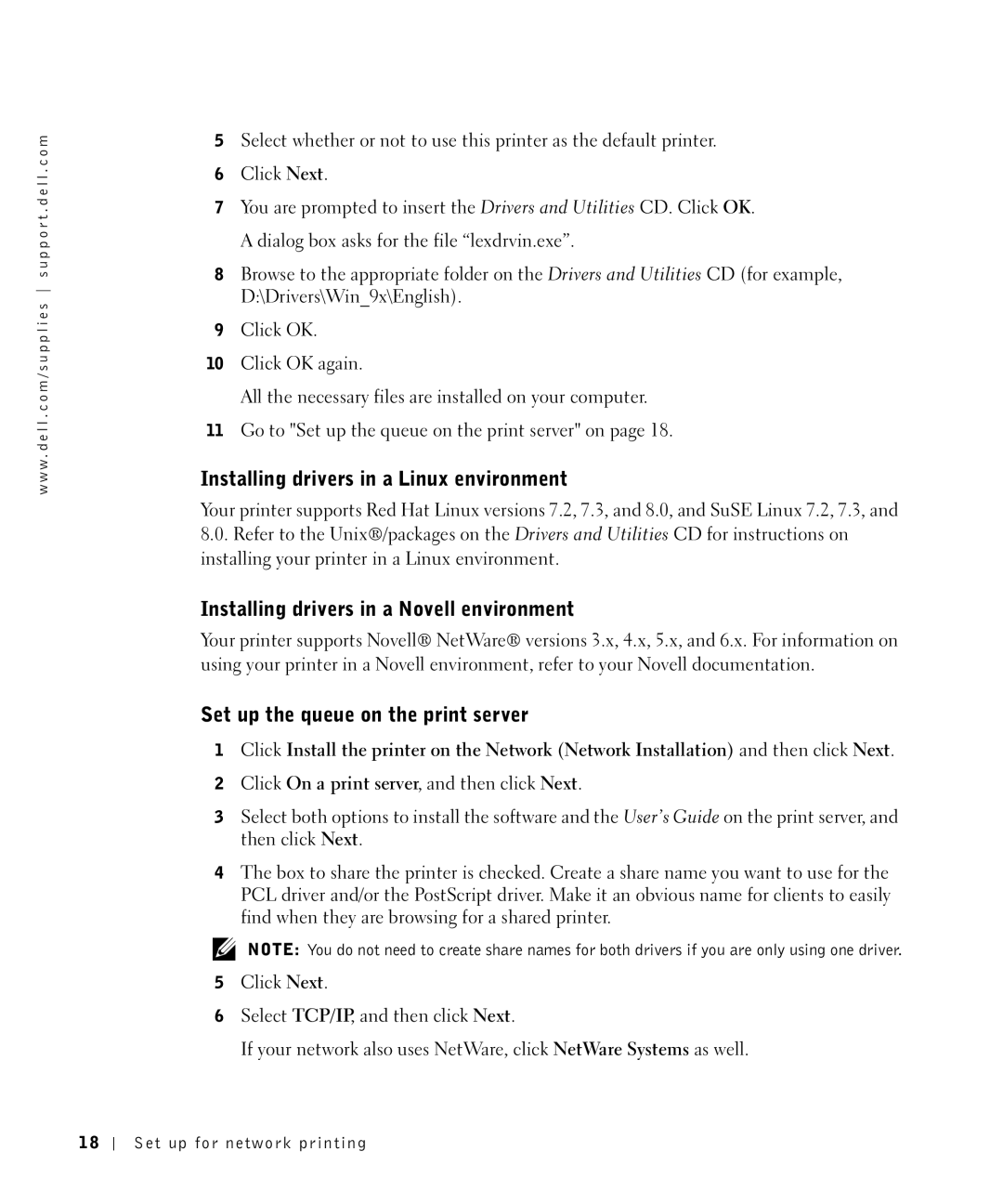 Dell M5200 owner manual Installing drivers in a Linux environment, Installing drivers in a Novell environment 