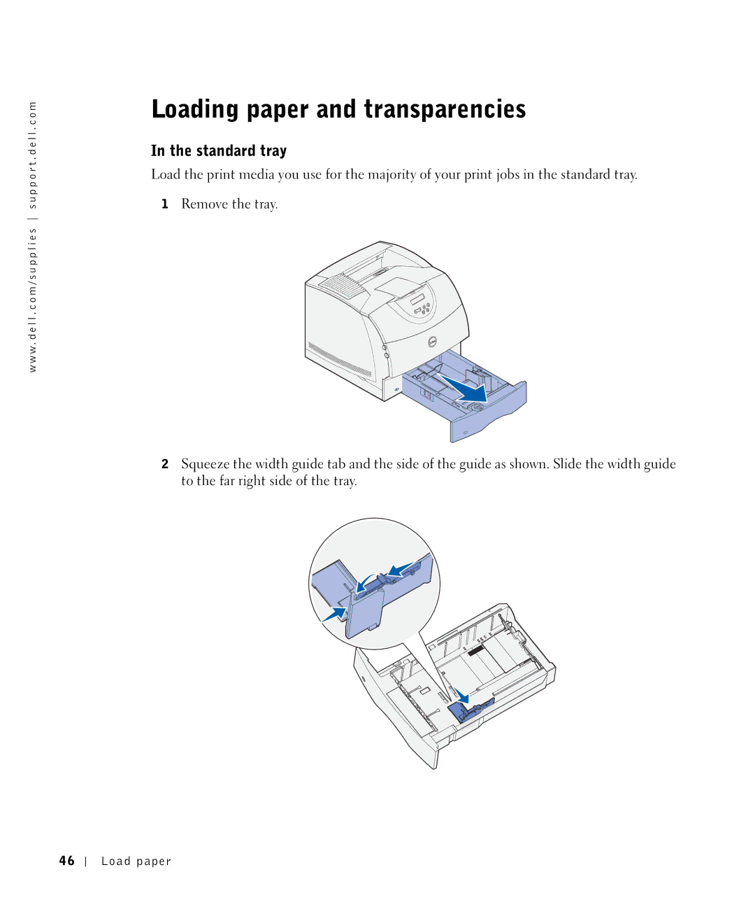 Dell M5200 owner manual Loading paper and transparencies, Standard tray 