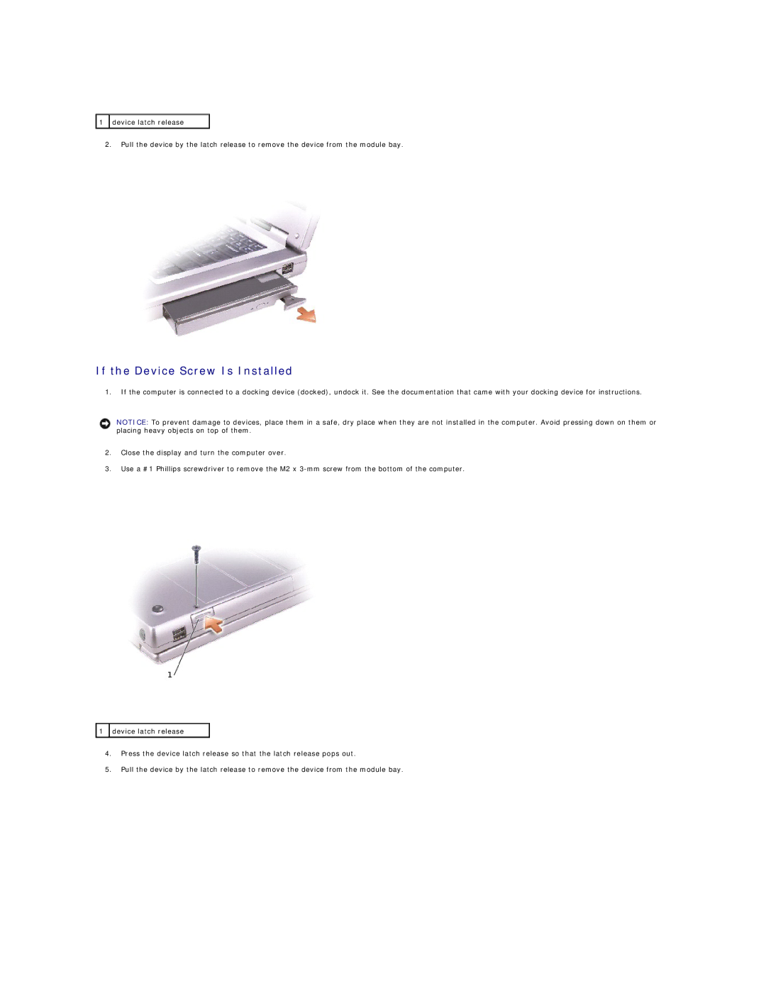 Dell M60 manual If the Device Screw Is Installed 