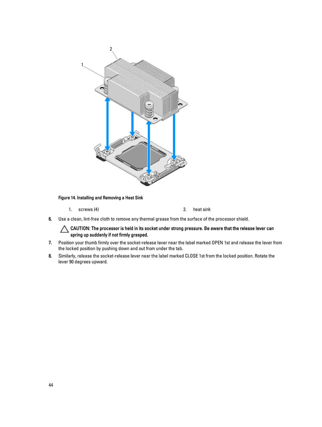 Dell M620 owner manual Installing and Removing a Heat Sink 