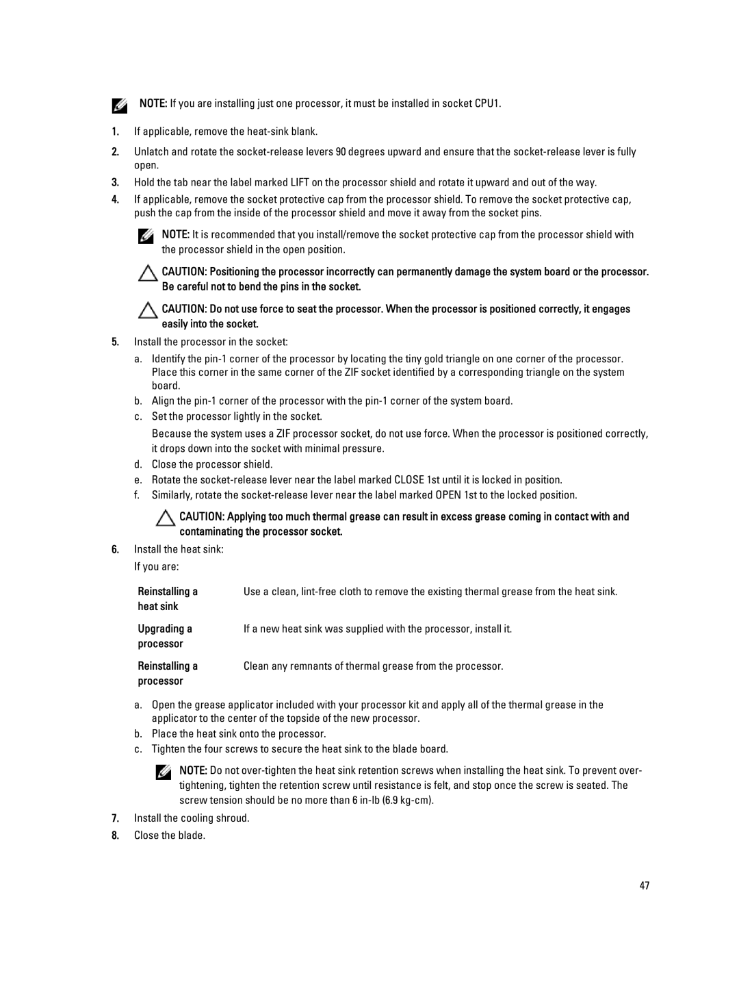 Dell M620 owner manual Reinstalling a 