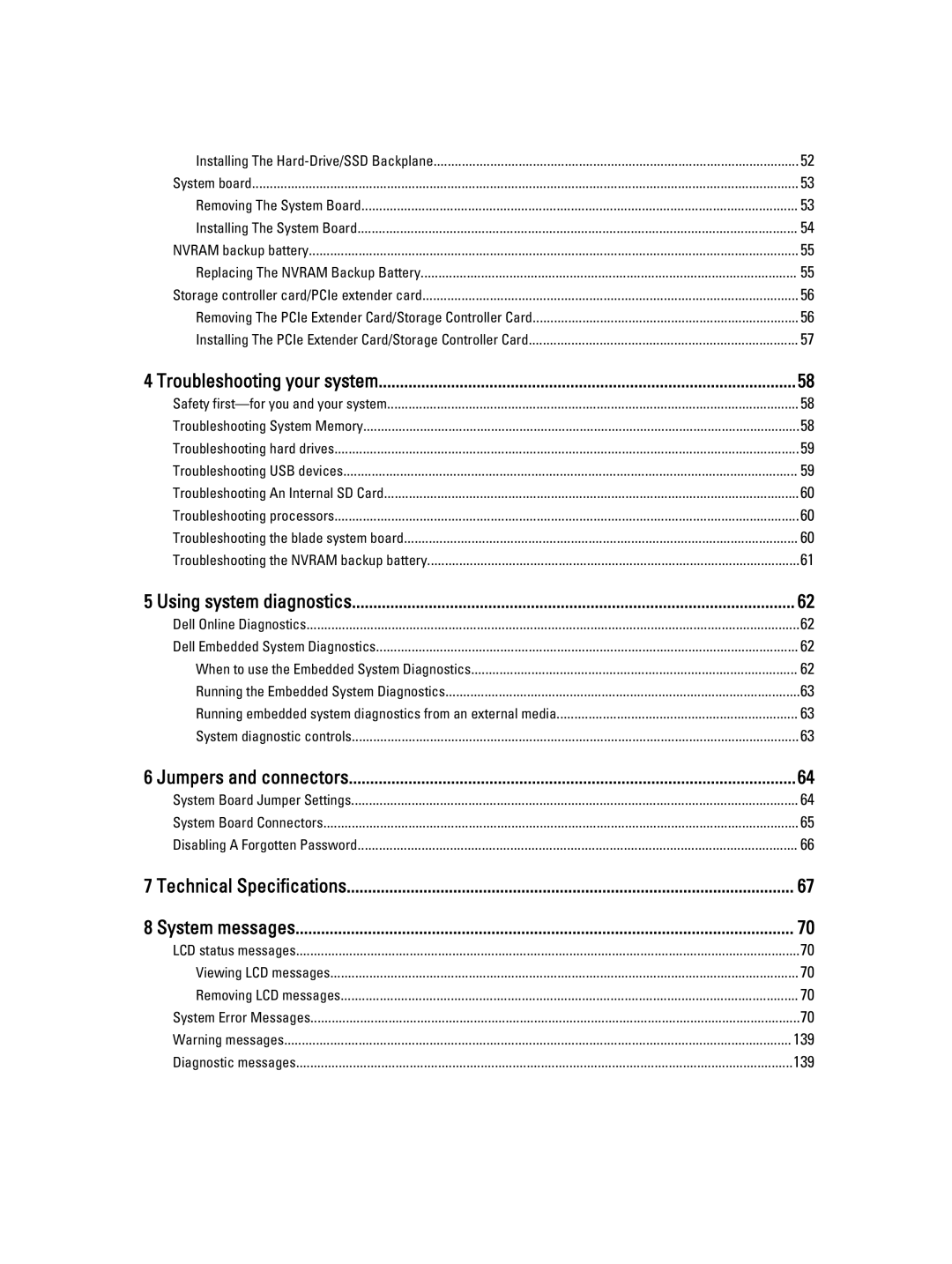 Dell M620 owner manual Troubleshooting your system, Using system diagnostics, Jumpers and connectors 