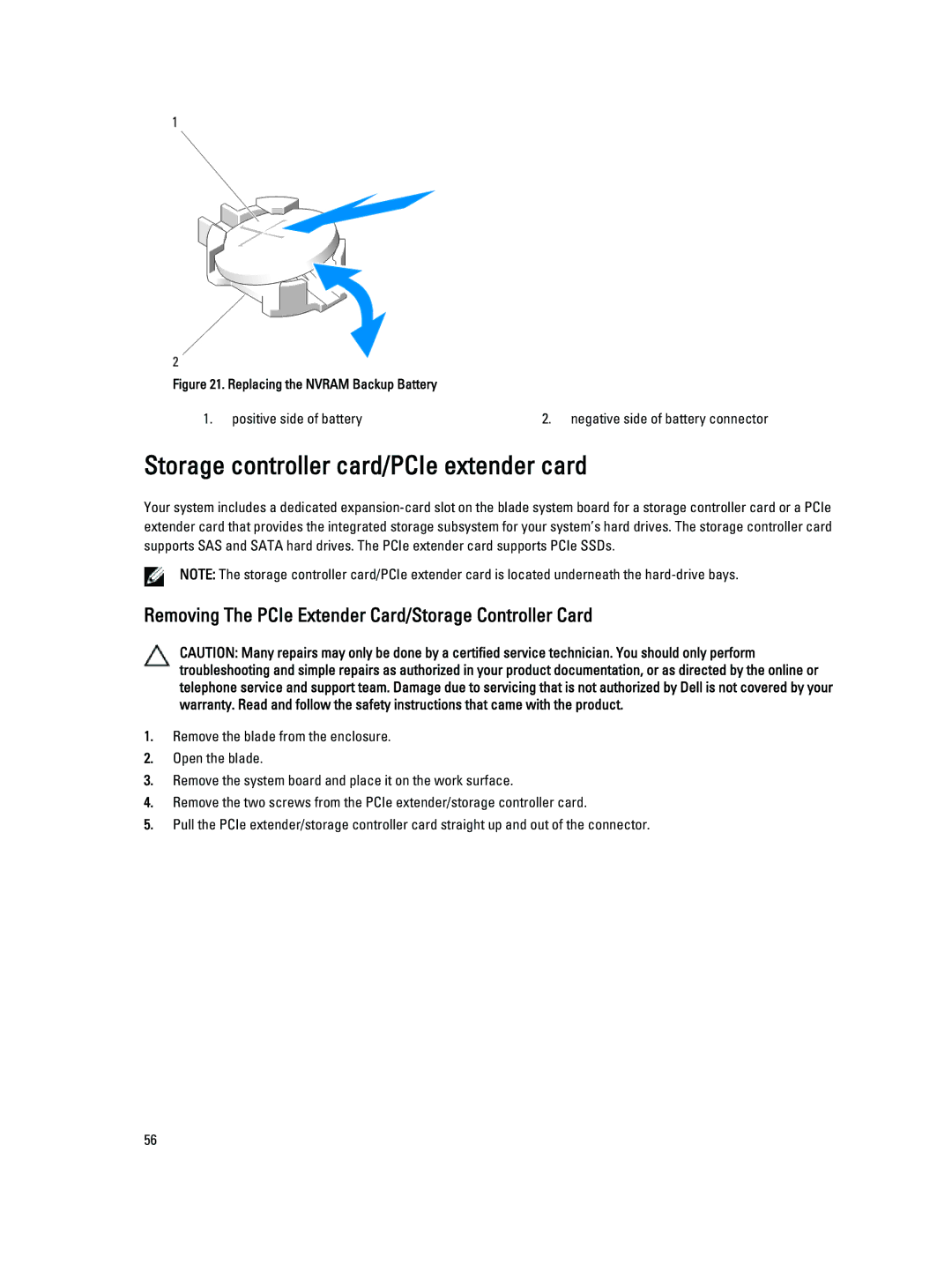 Dell M620 owner manual Storage controller card/PCIe extender card, Removing The PCIe Extender Card/Storage Controller Card 